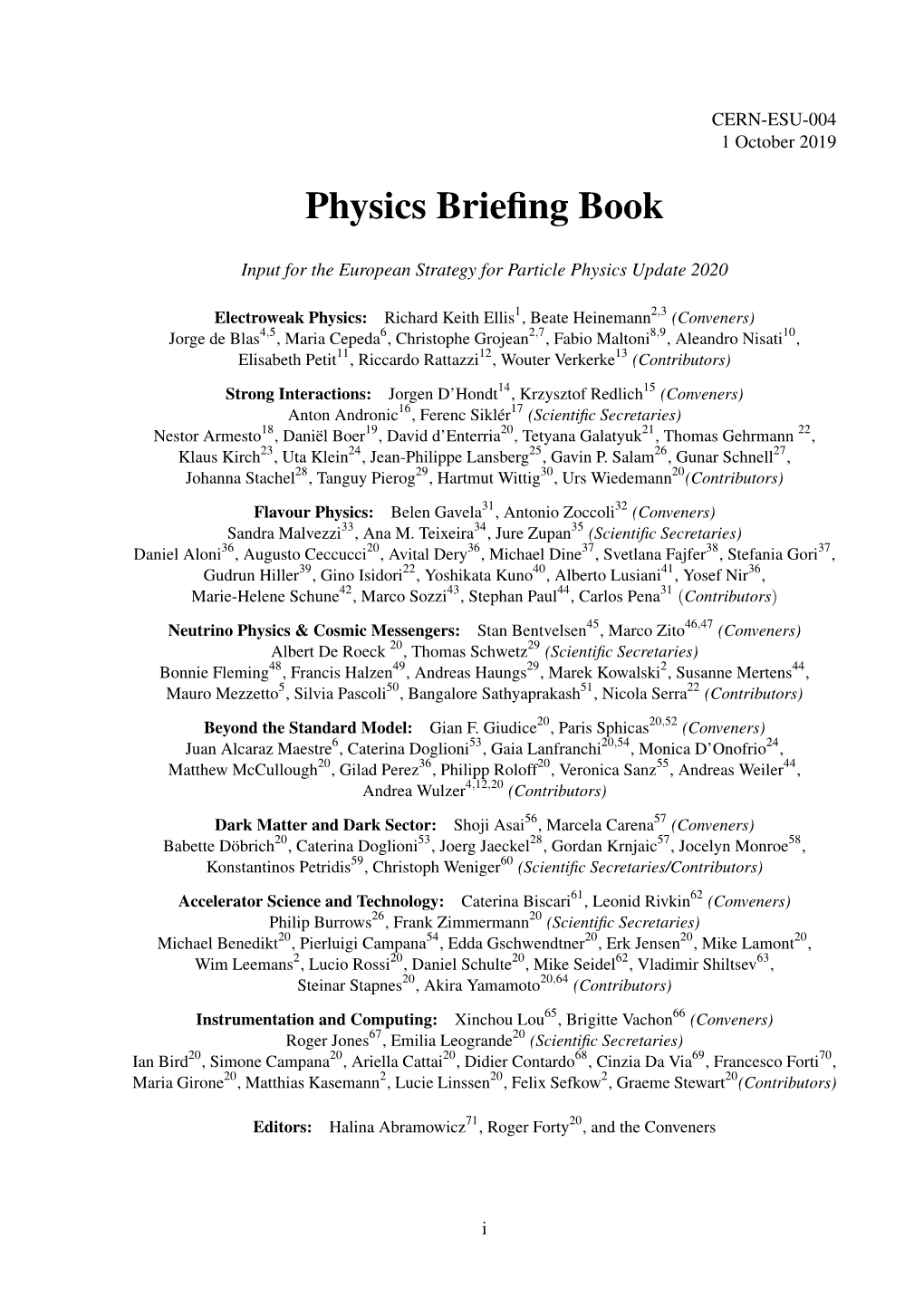 Physics Briefing Book