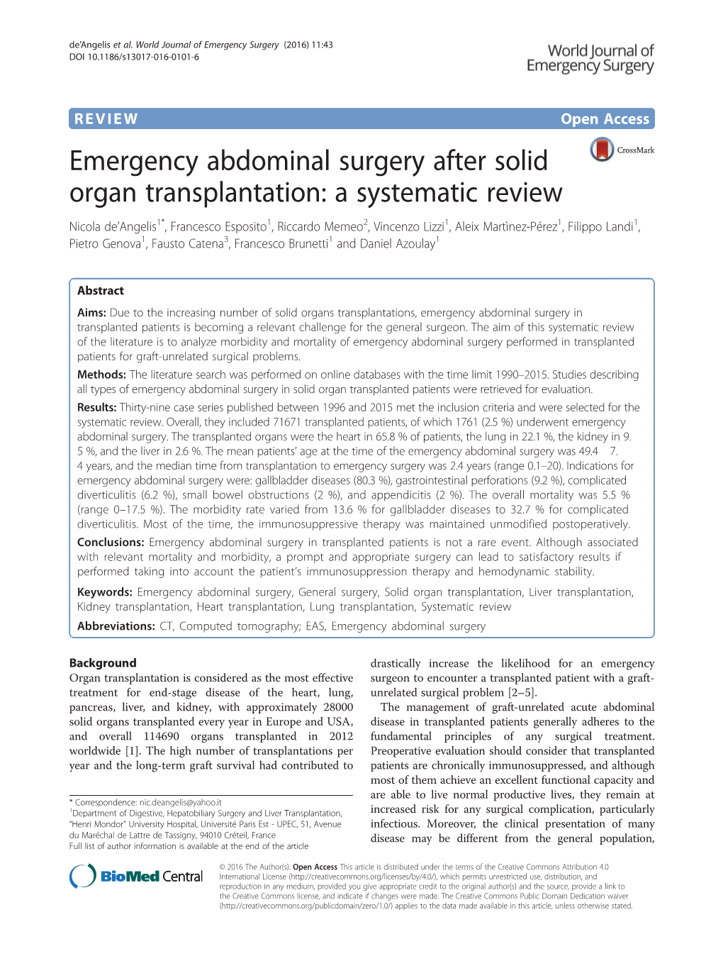 Emergency Abdominal Surgery After Solid Organ Transplantation