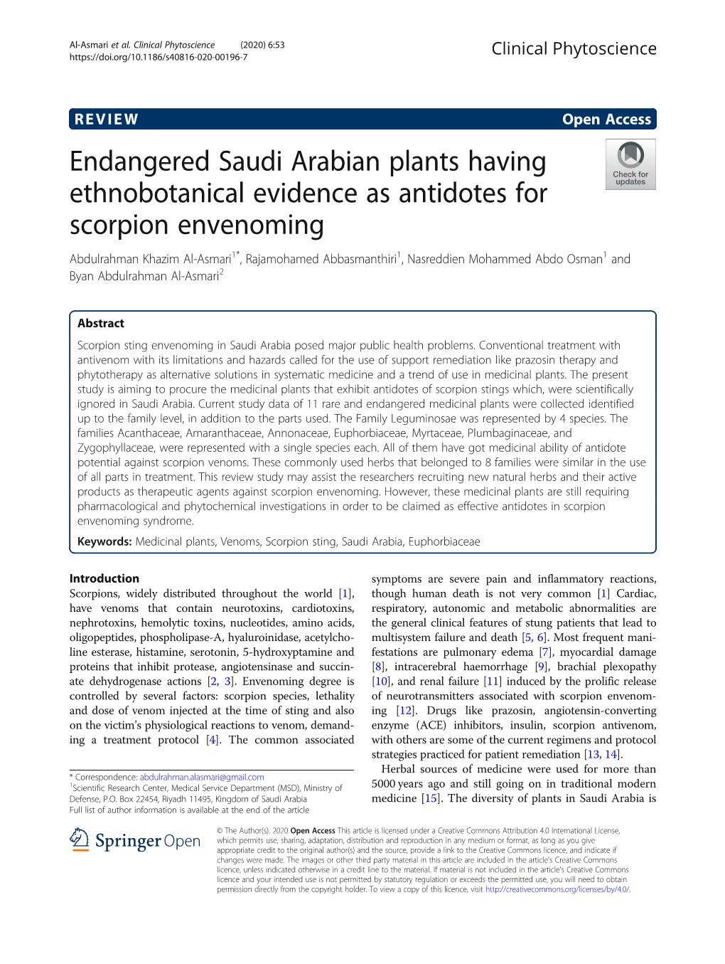 Endangered Saudi Arabian Plants Having Ethnobotanical Evidence As