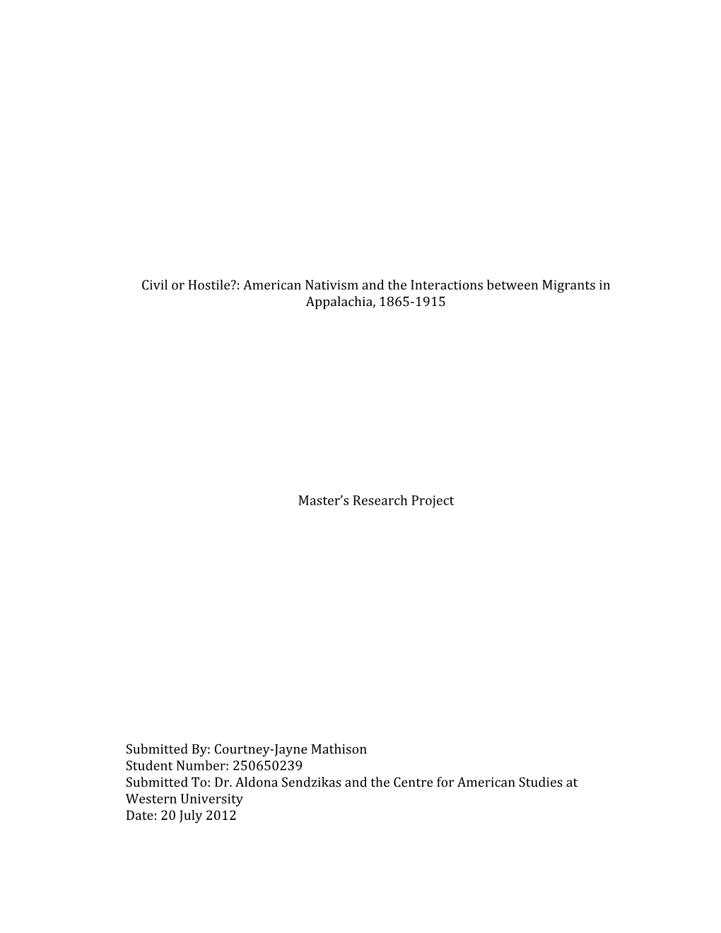 American Nativism and the Interactions Between Migrants in Appalachia, 1865‐1915