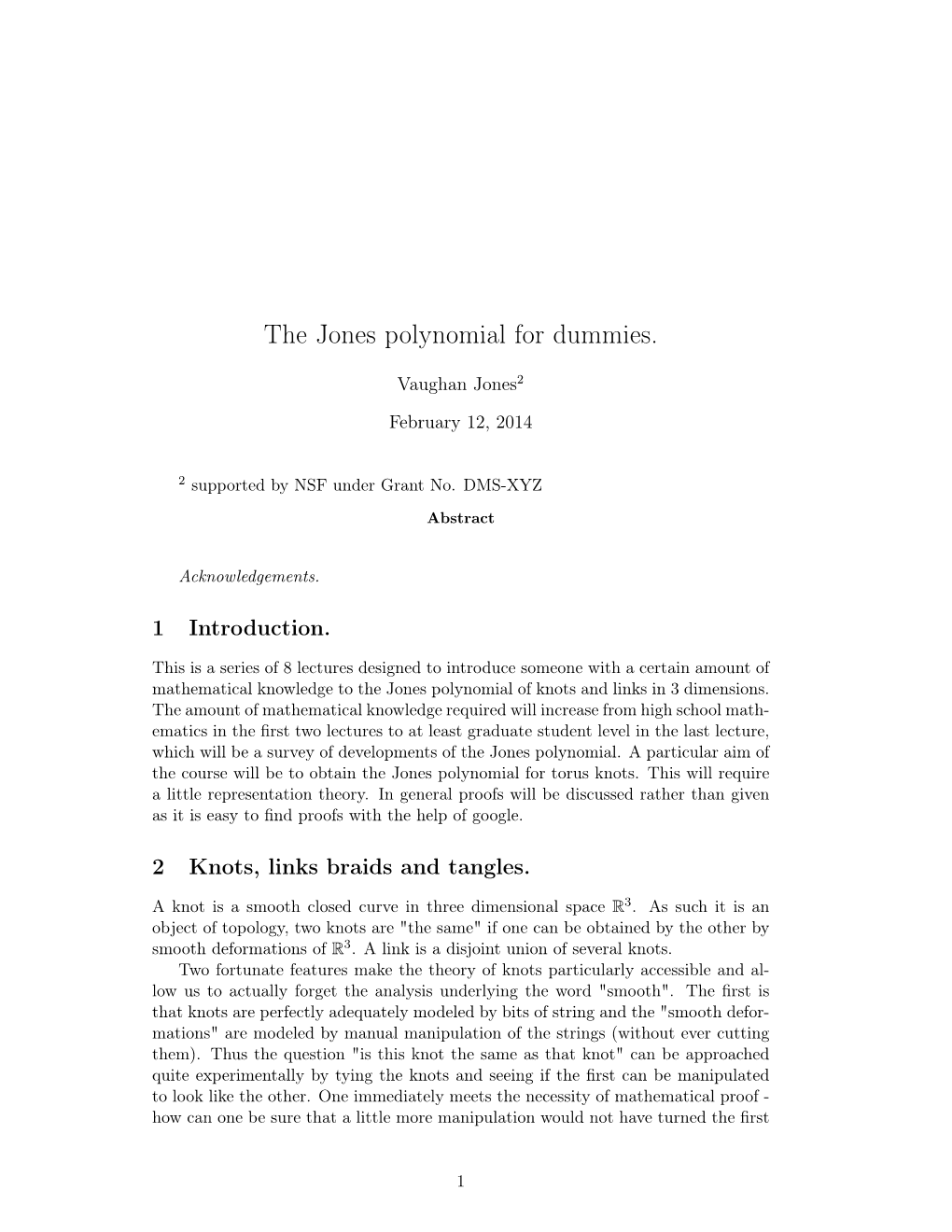 The Jones Polynomial for Dummies