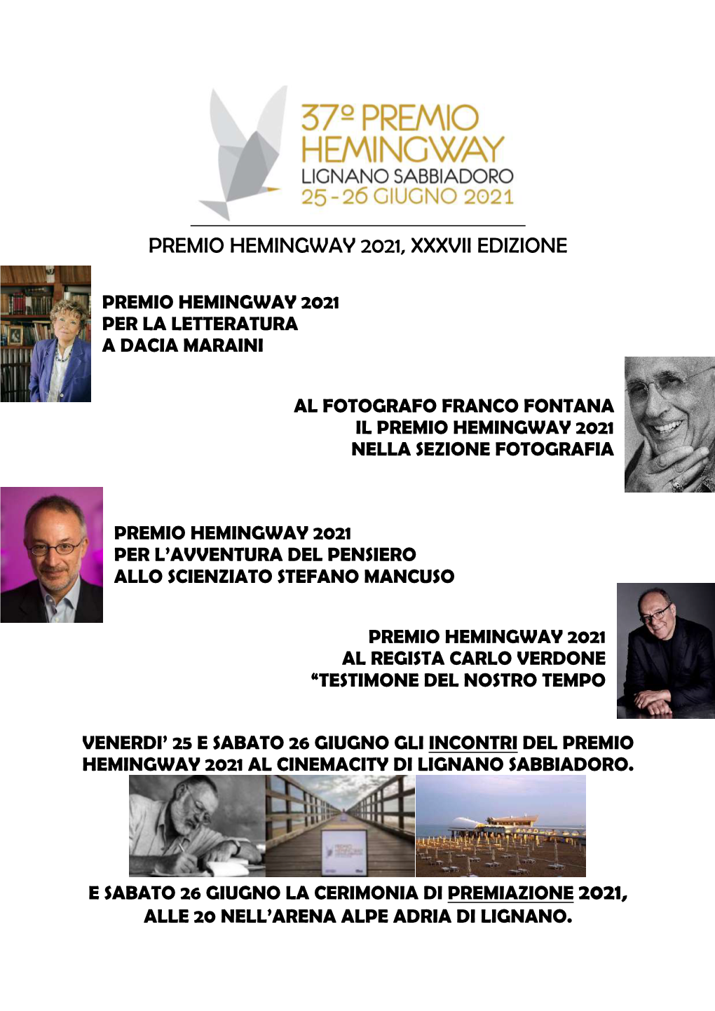 PREMIO HEMINGWAY 2021 Comstampa VINCITORI 26 Maggio Df