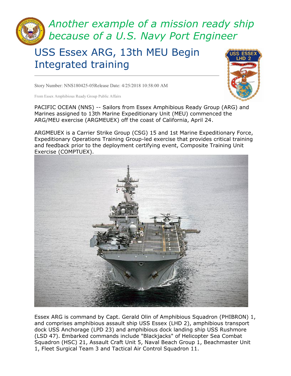 USS Essex ARG, 13Th MEU Begin Integrated Training