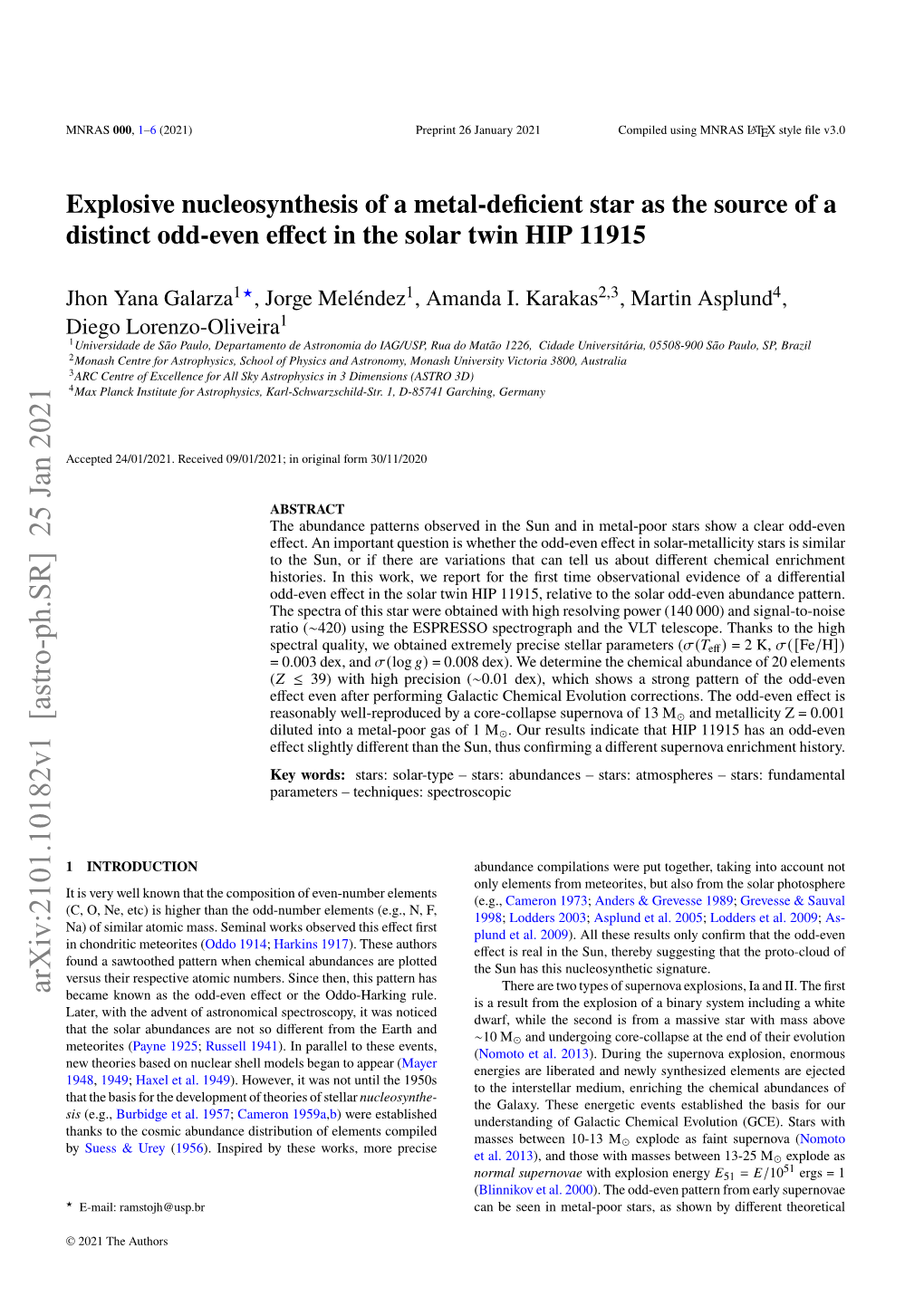 Explosive Nucleosynthesis of a Metal-Deficient Star As the Source of a Distinct Odd-Even Effect in the Solar Twin HIP 11915