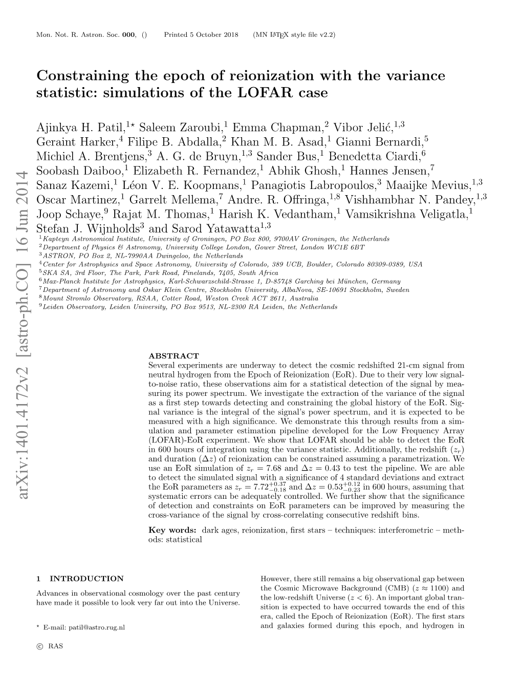 Constraining the Epoch of Reionization with the Variance Statistic: Simulations of the LOFAR Case