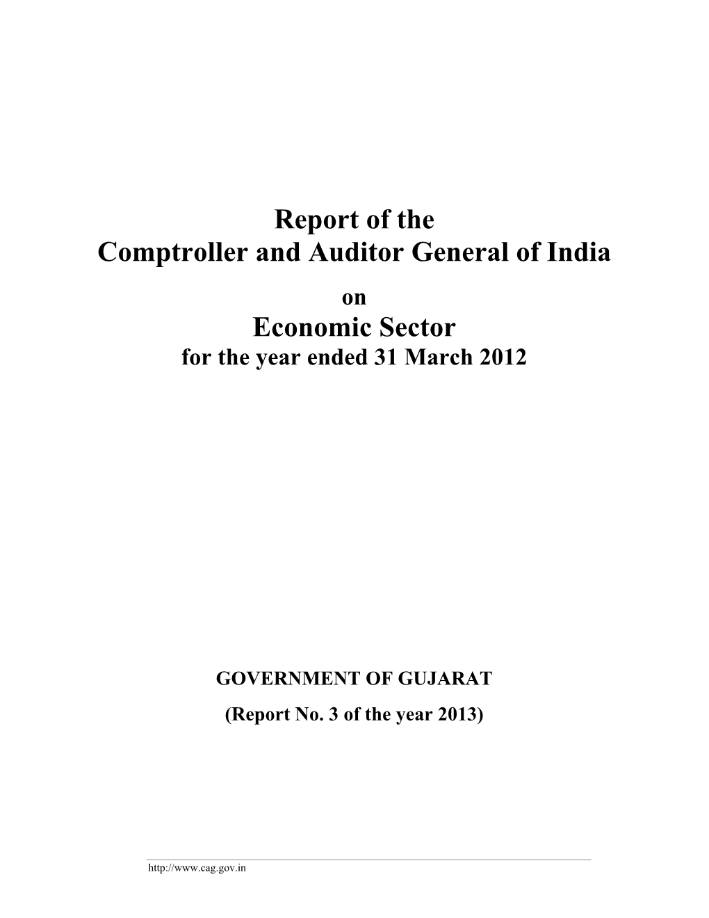 Report of the Comptroller and Auditor General of India Economic Sector