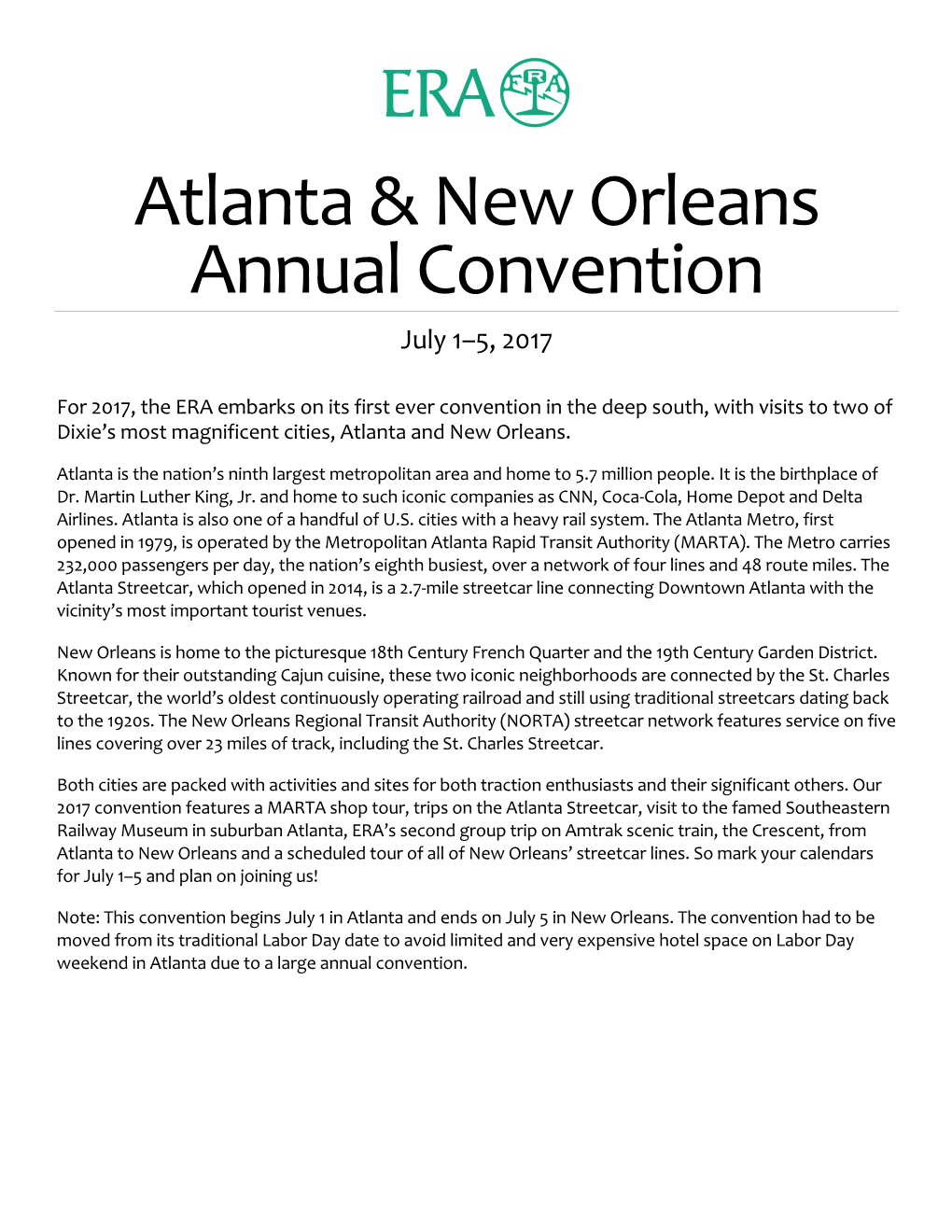 Atlanta & New Orleans Annual Convention