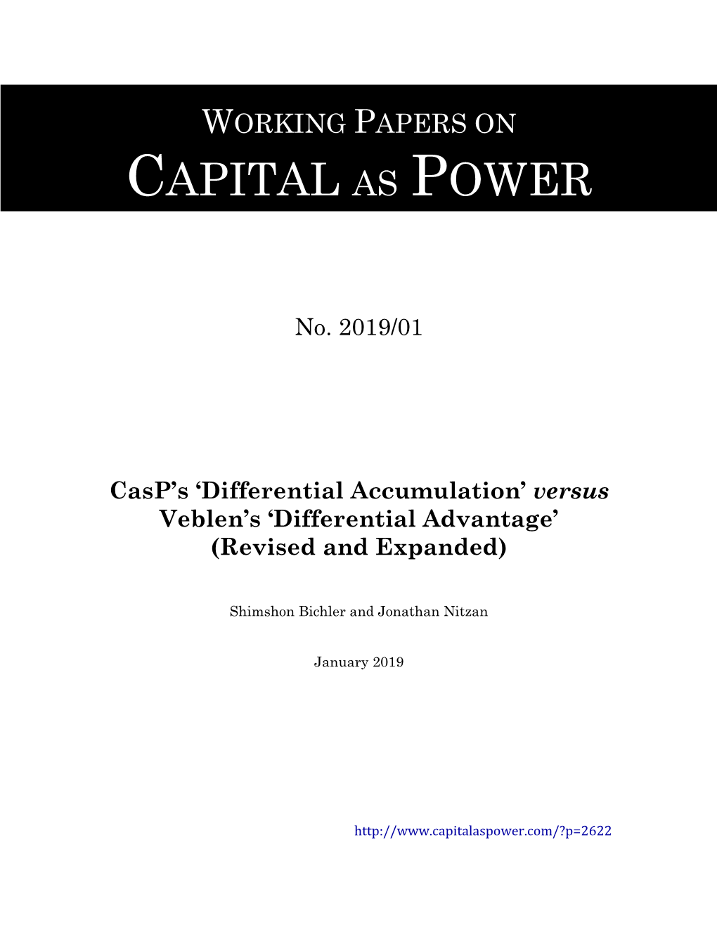 Casp 'Differential Accumulation' Versus Veblen's