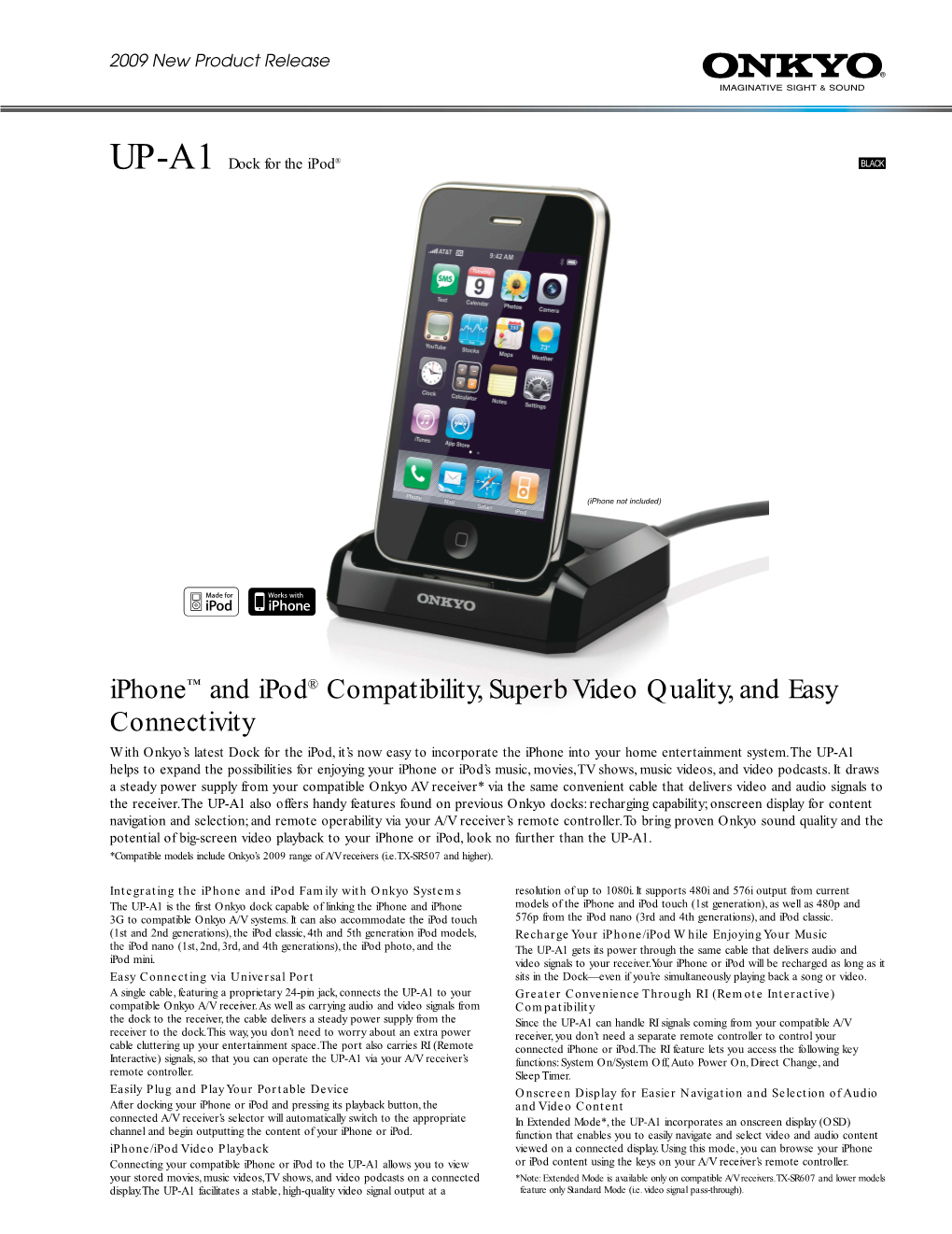 UP-A1 Dock for the Ipod® BLACK