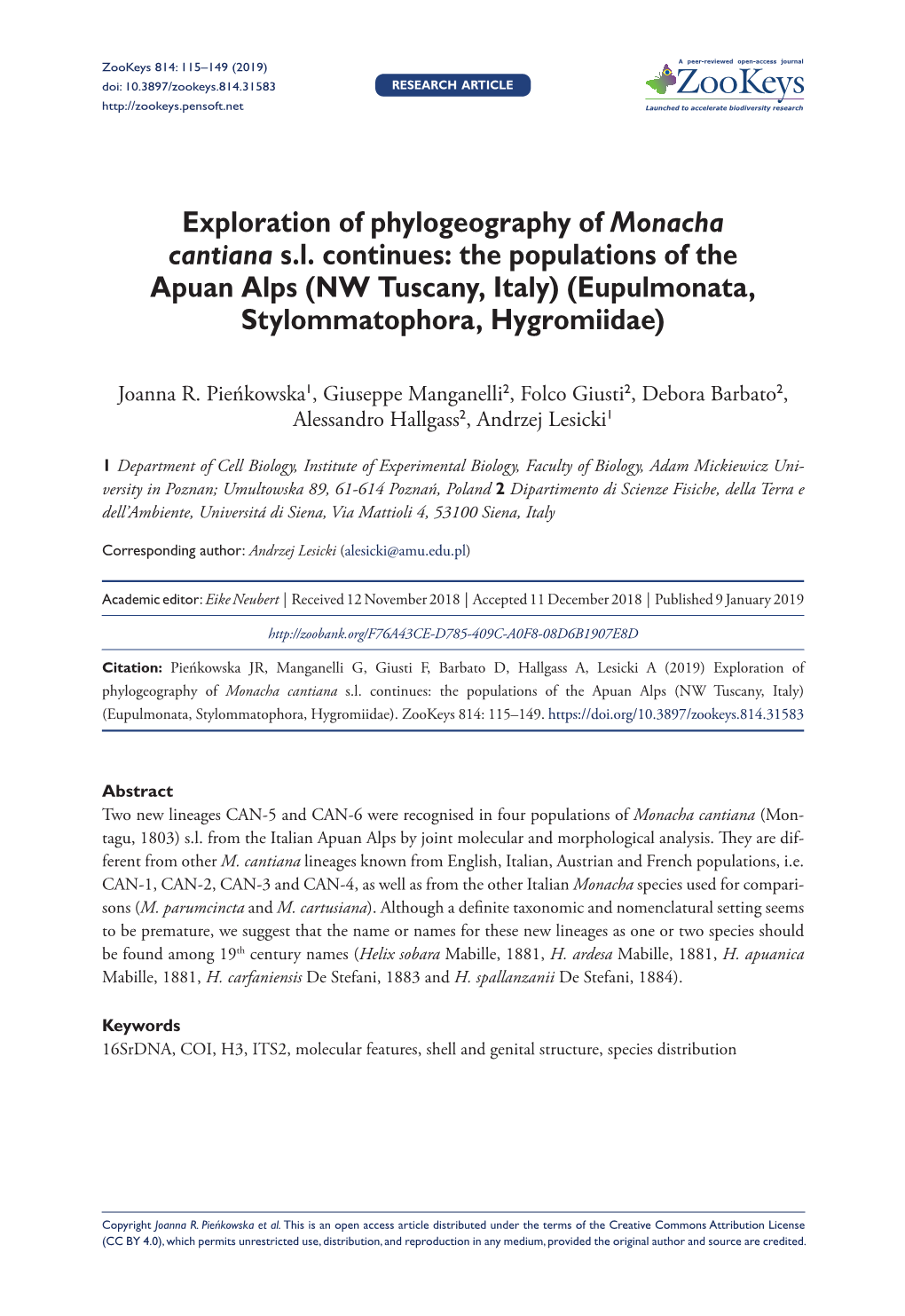 Exploration of Phylogeography of Monacha Cantiana