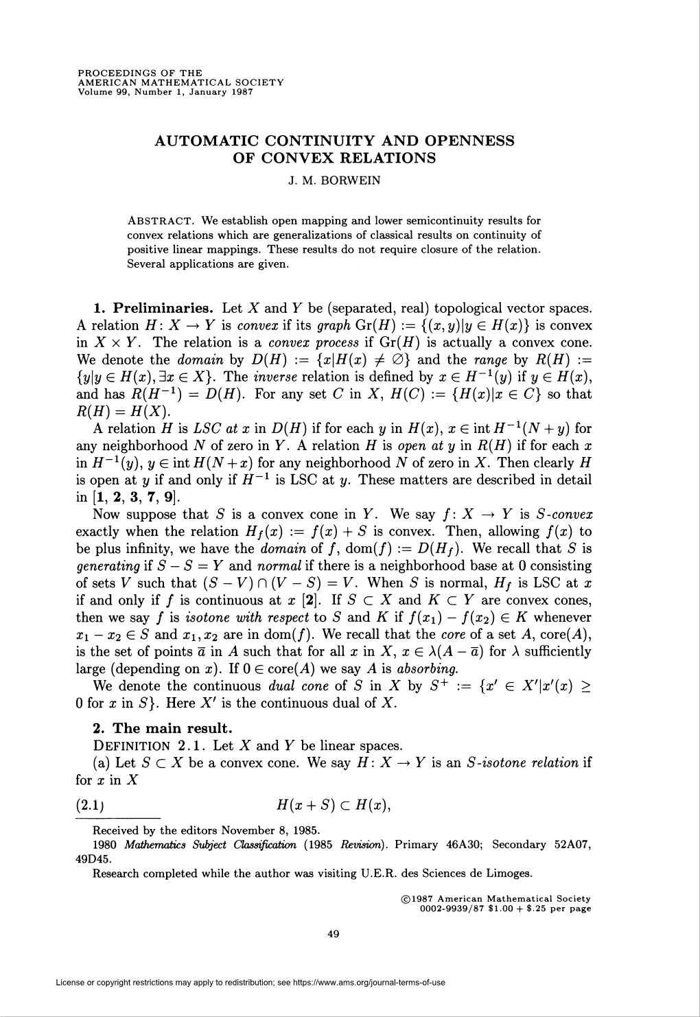 Automatic Continuity and Openness of Convex Relations J