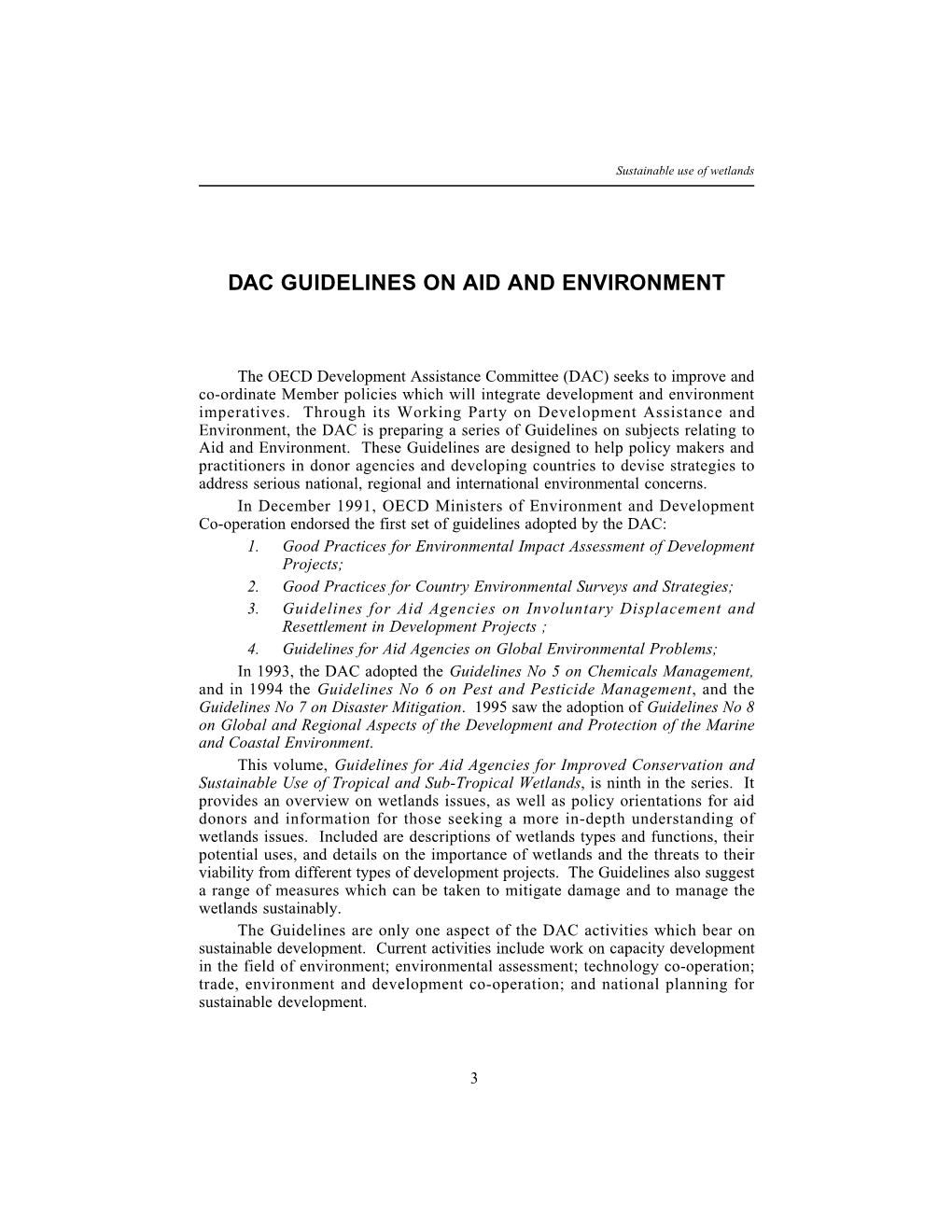 Dac Guidelines on Aid and Environment