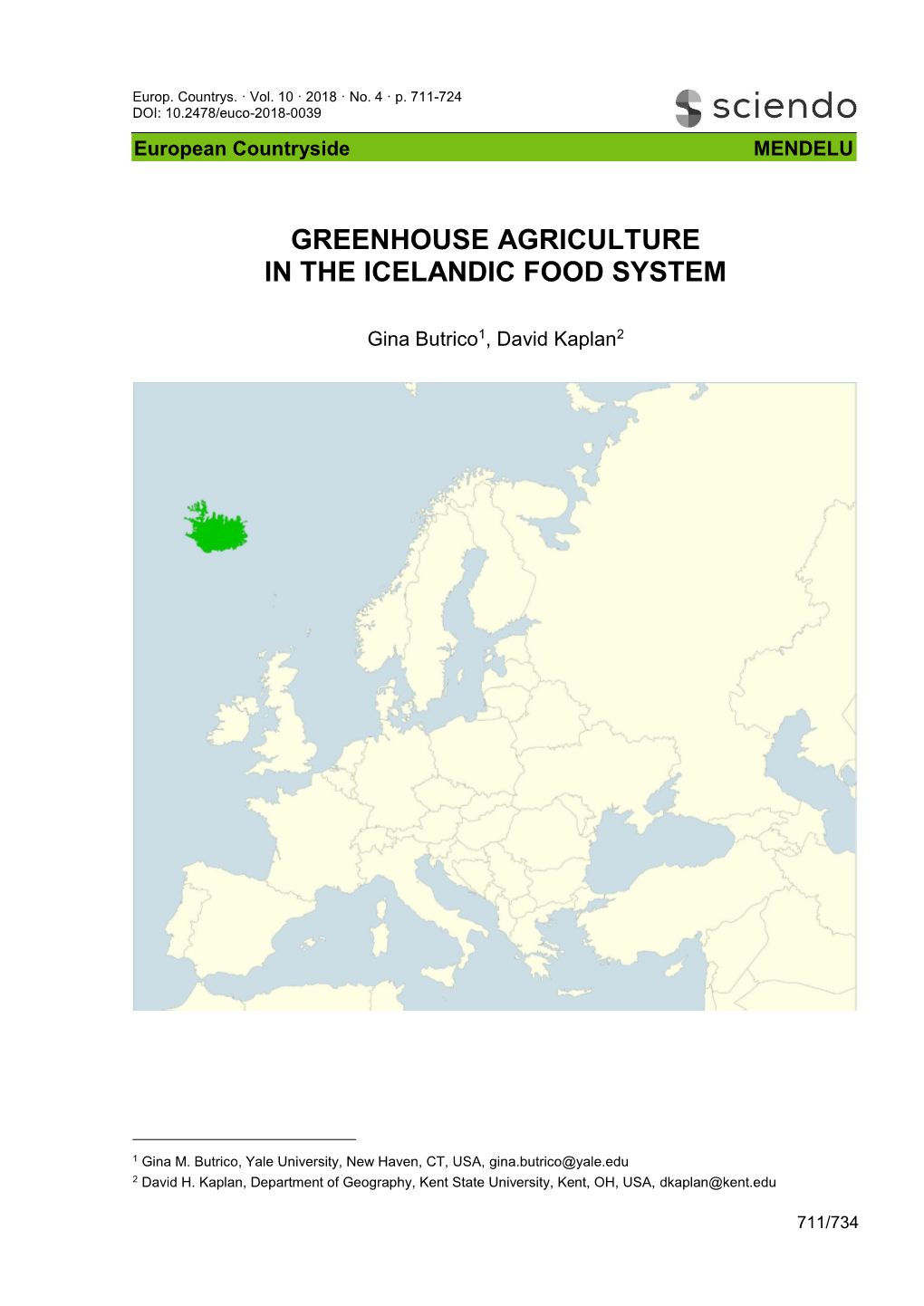 Greenhouse Agriculture in the Icelandic Food System