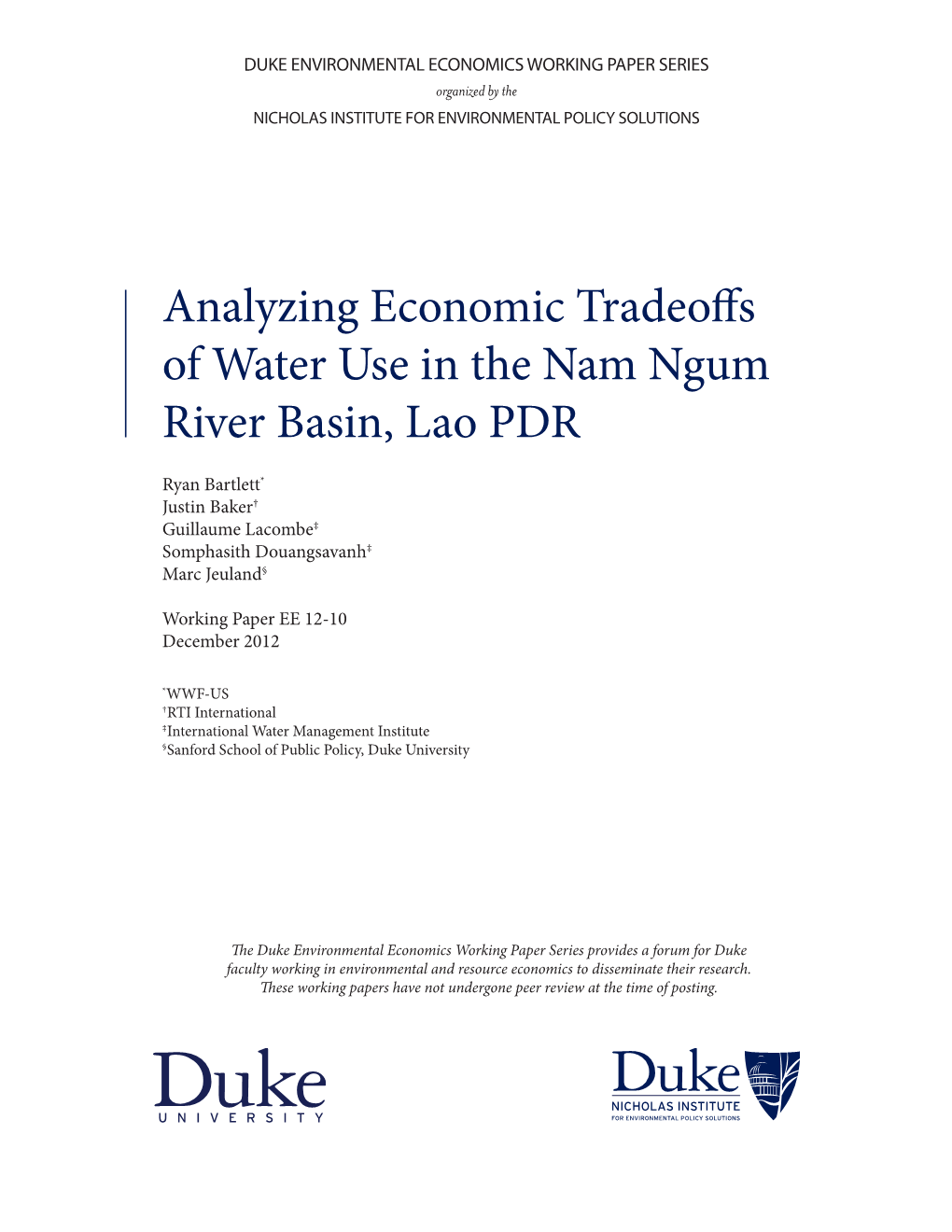 Analyzing Economic Tradeoffs of Water Use in the Nam Ngum River Basin, Lao PDR