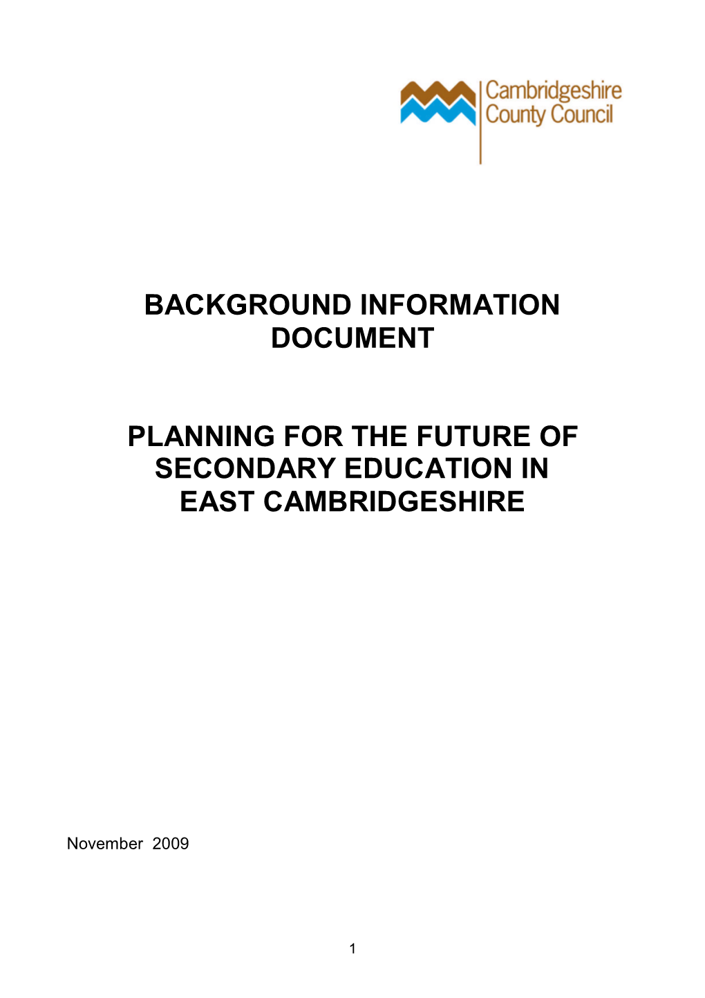 Background Information Document Planning for the Future of Secondary