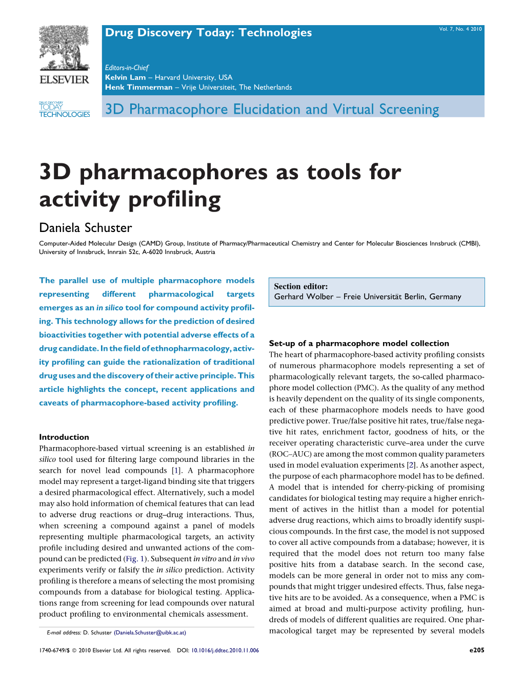 3D Pharmacophores As Tools for Activity Profiling