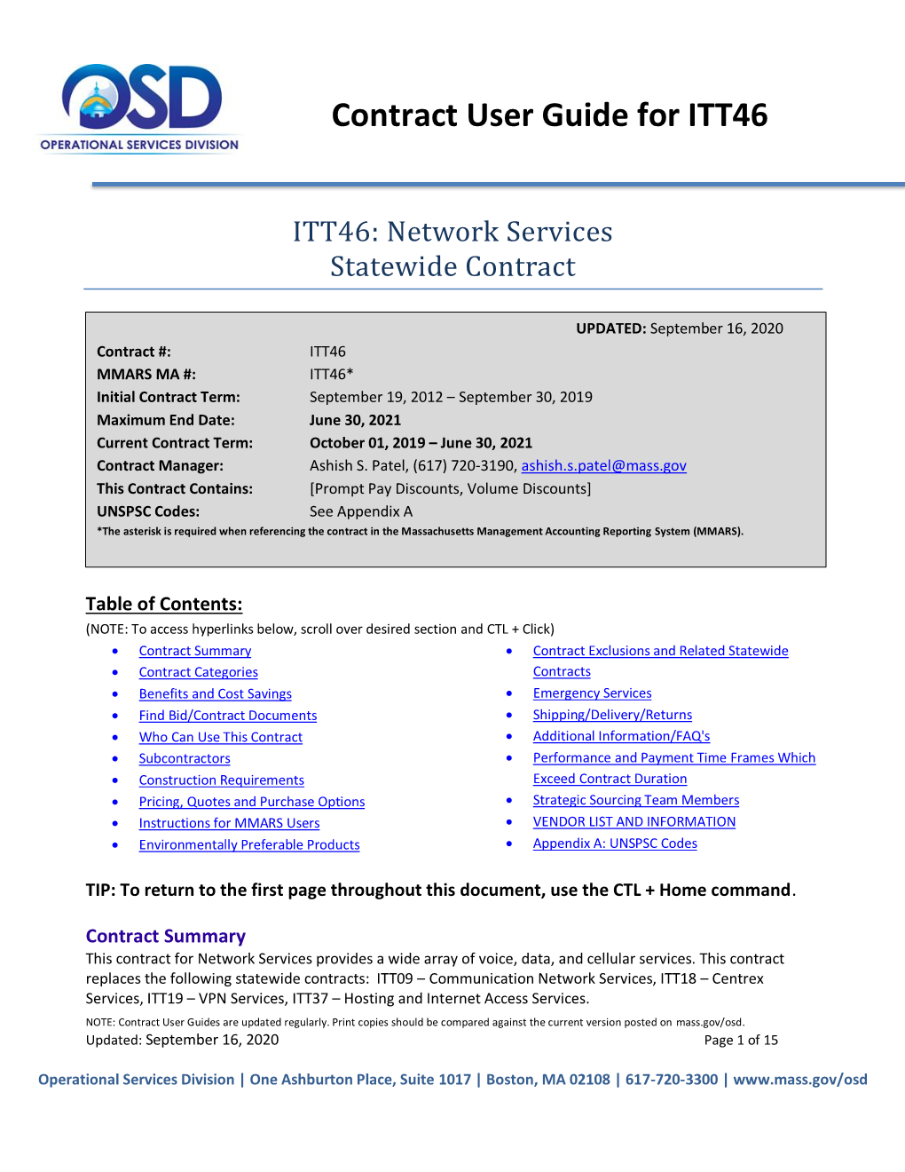 Contract User Guide for ITT46