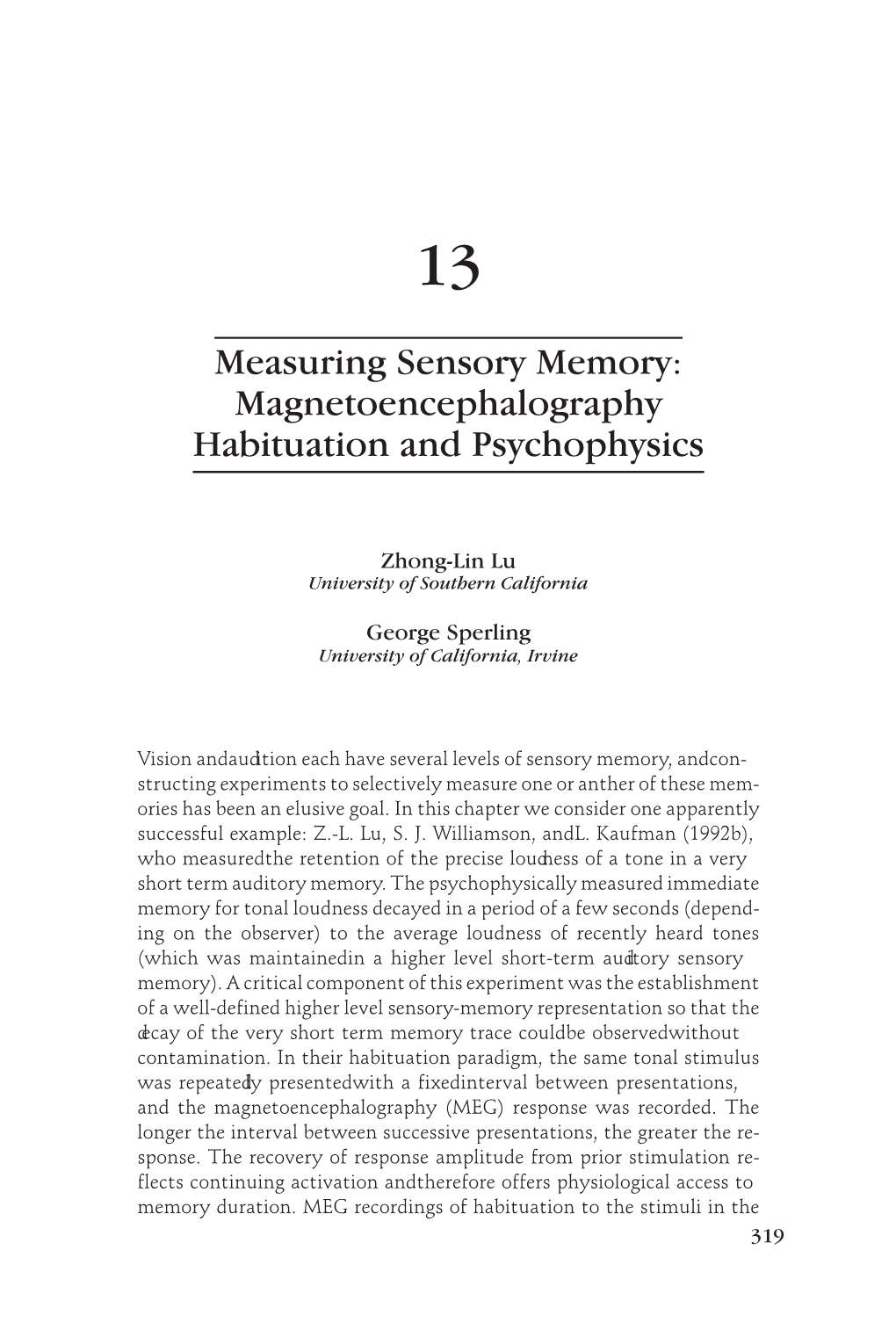 Measuring Sensory Memory: Magnetoencephalography Habituation and Psychophysics