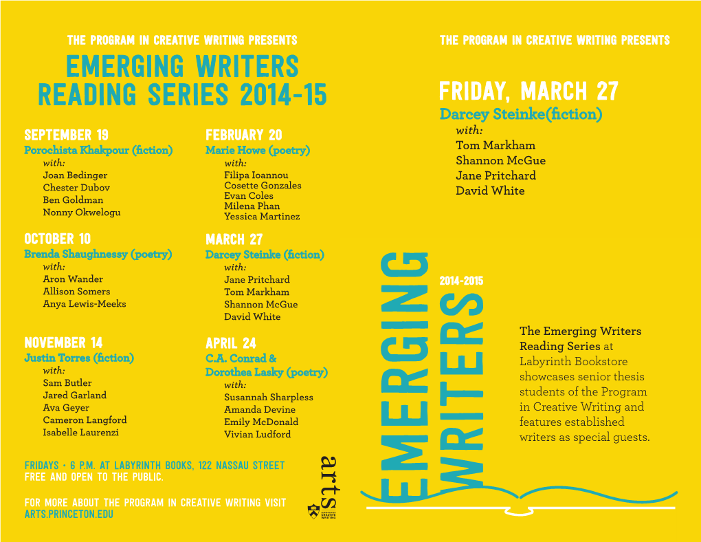 Emerging Writers Reading Series 2014-15