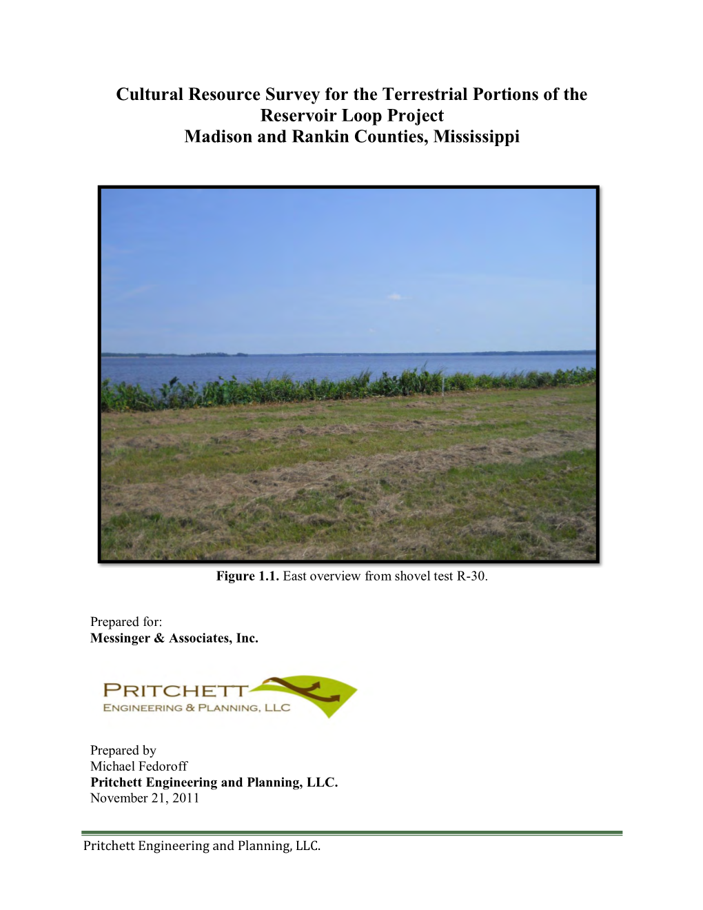 Cultural Resource Survey for the Terrestrial Portions of the Reservoir Loop Project Madison and Rankin Counties, Mississippi
