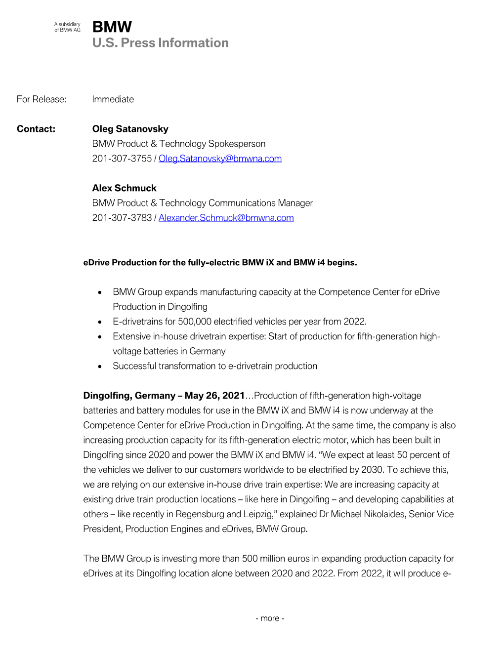 Edrive Production for the Fully-Electric BMW Ix and BMW I4 Begins.Pdf