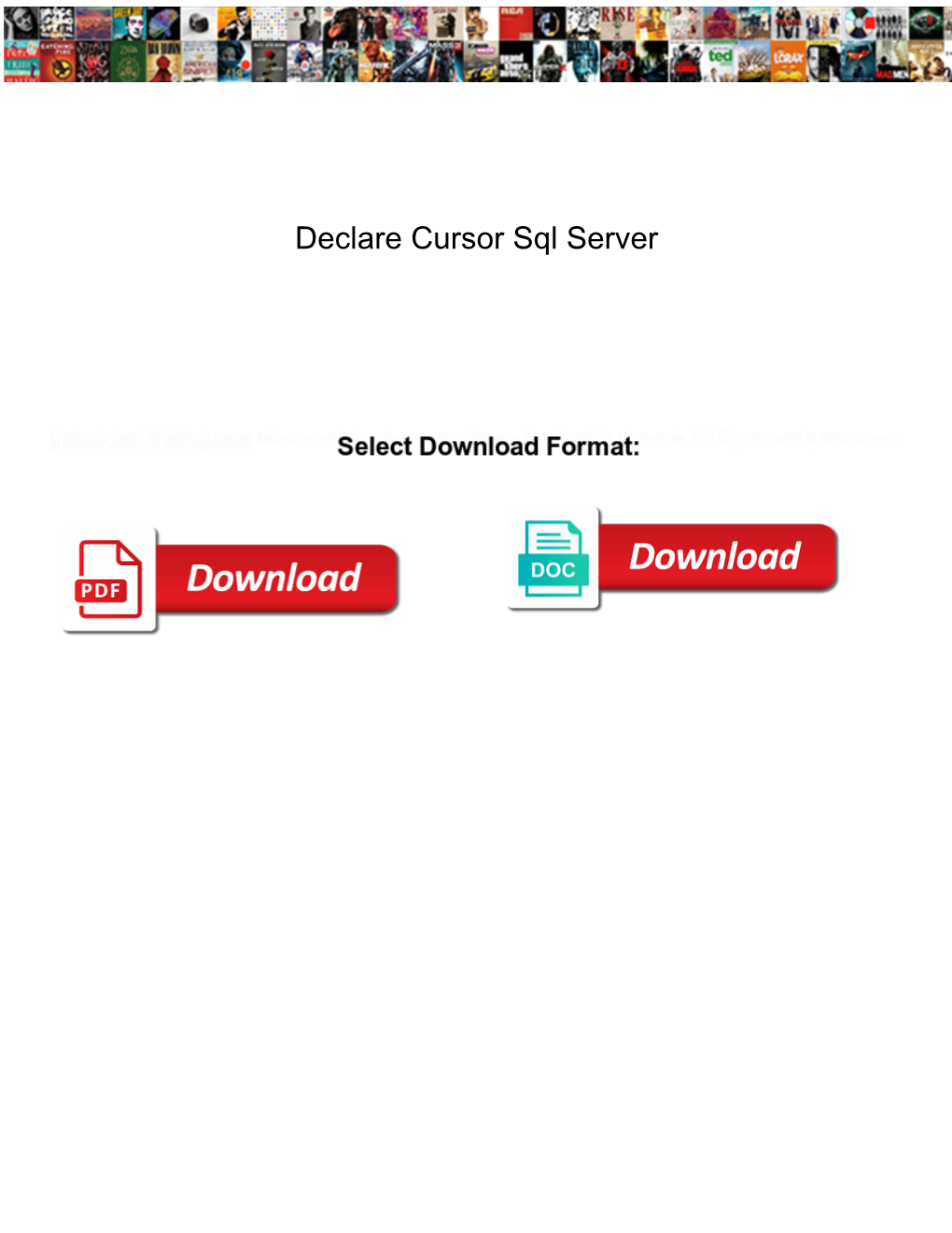 Declare Cursor Sql Server