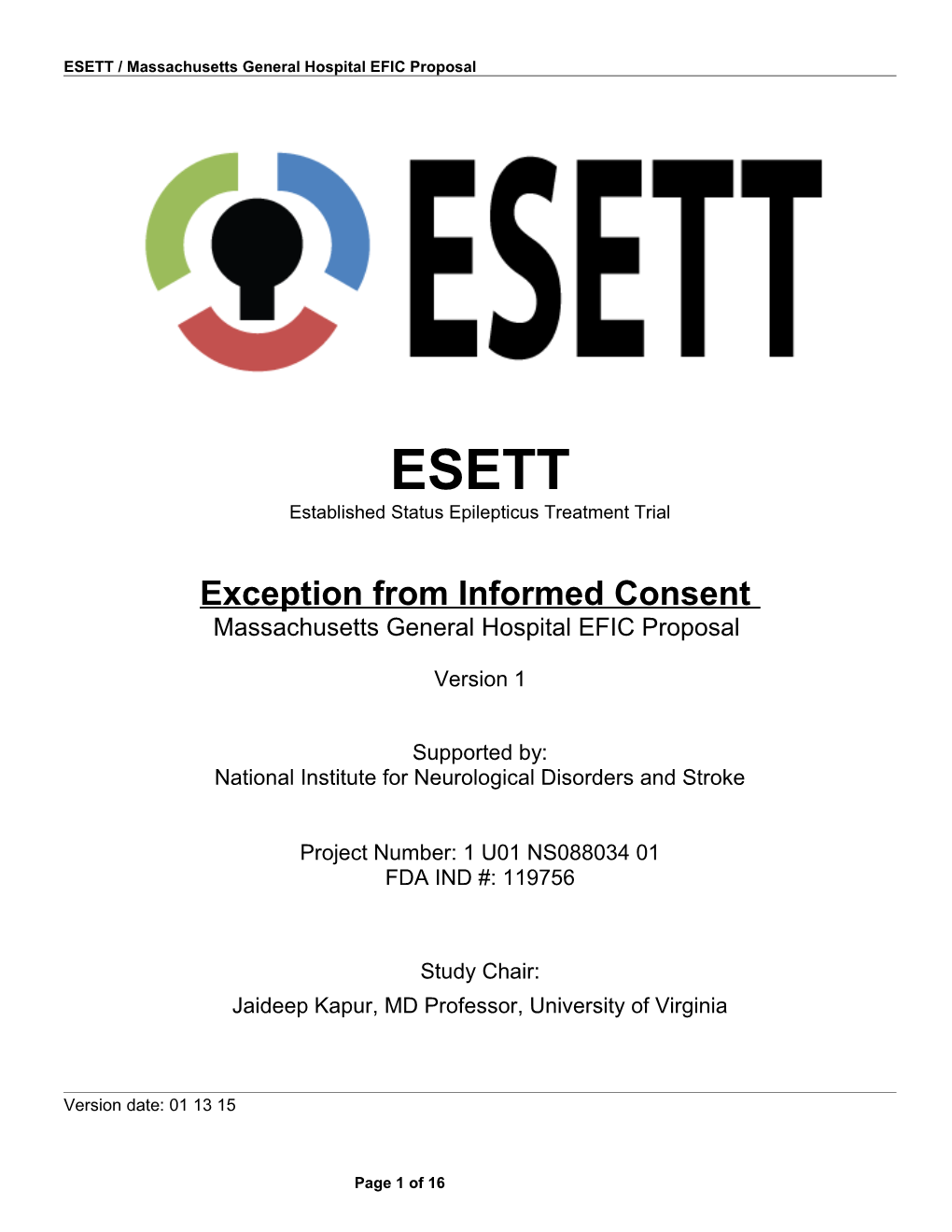 ESETT / Massachusetts General Hospital EFIC Proposal