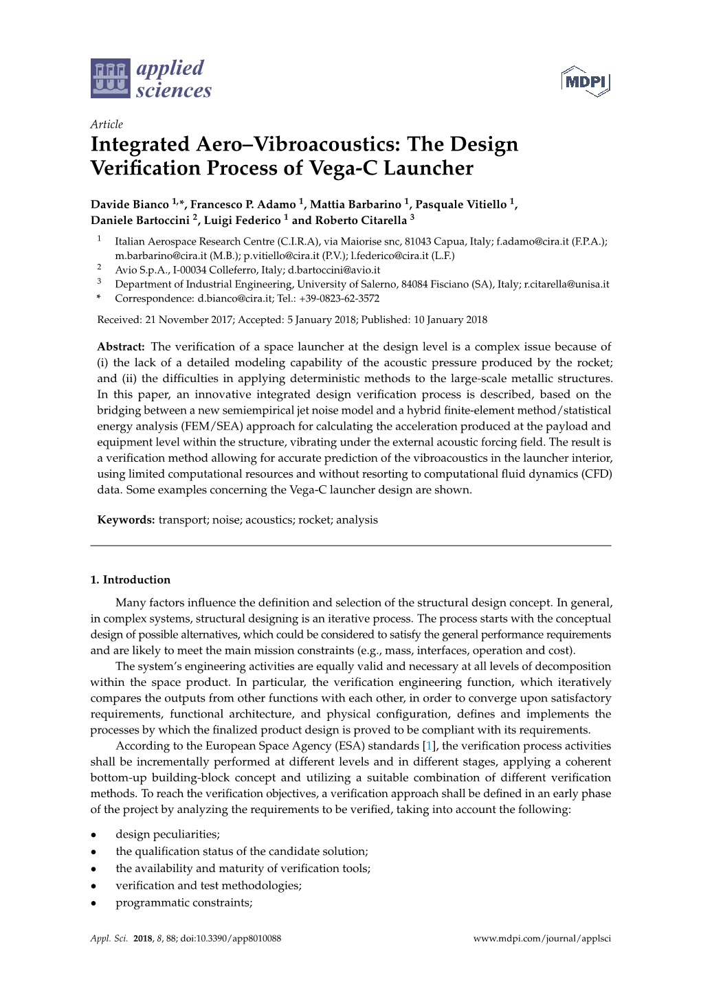 Integrated Aero–Vibroacoustics: the Design Verification Process of Vega