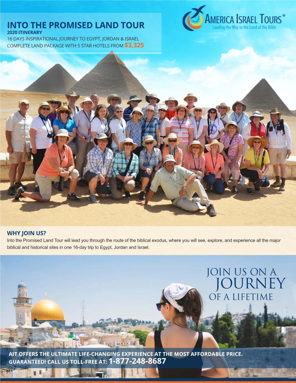 Into the Promised Land Tour 2020 Itinerary 16 Days Inspirational Journey to Egypt, Jordan & Israel Complete Land Package with 5 Star Hotels from $3,325