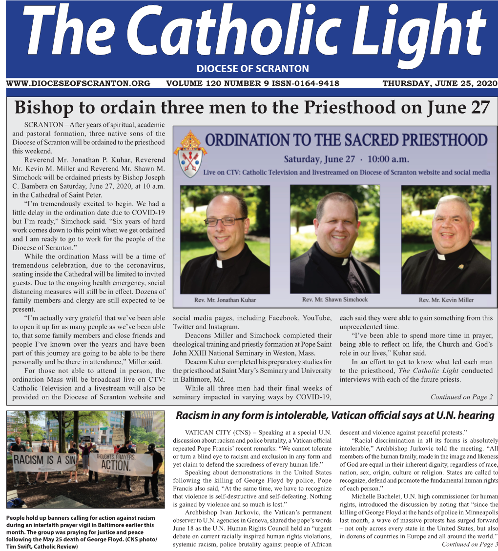 Bishop to Ordain Three Men to the Priesthood on June 27