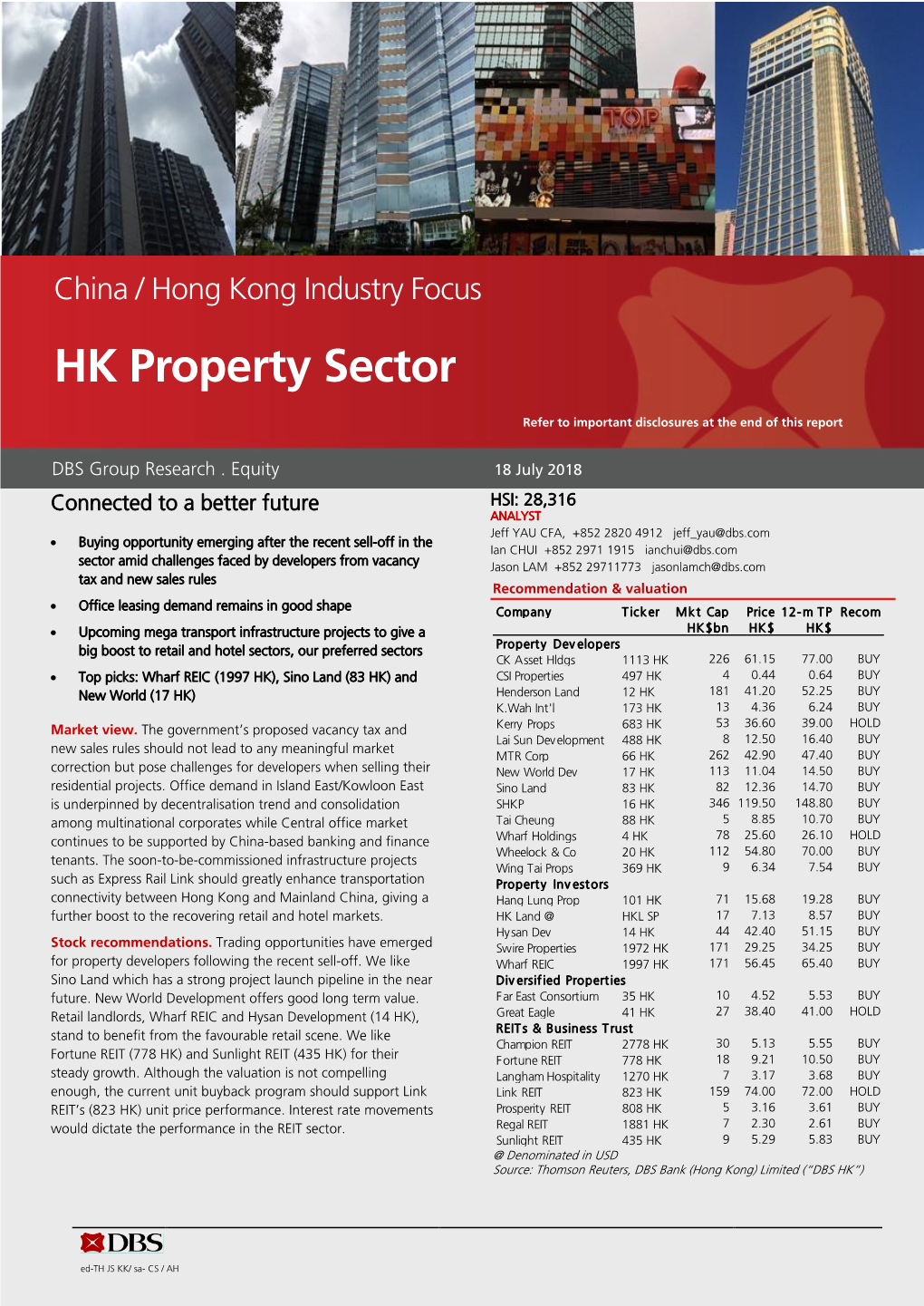 China / Hong Kong Industry Focus HK Property Sector