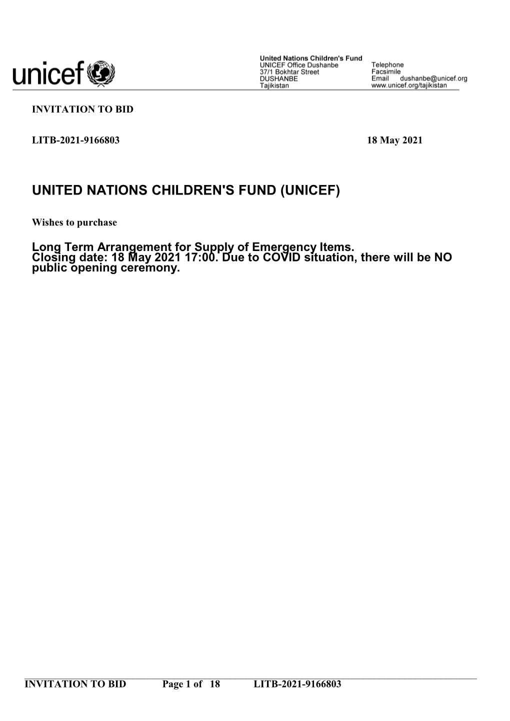 United Nations Children's Fund (Unicef)