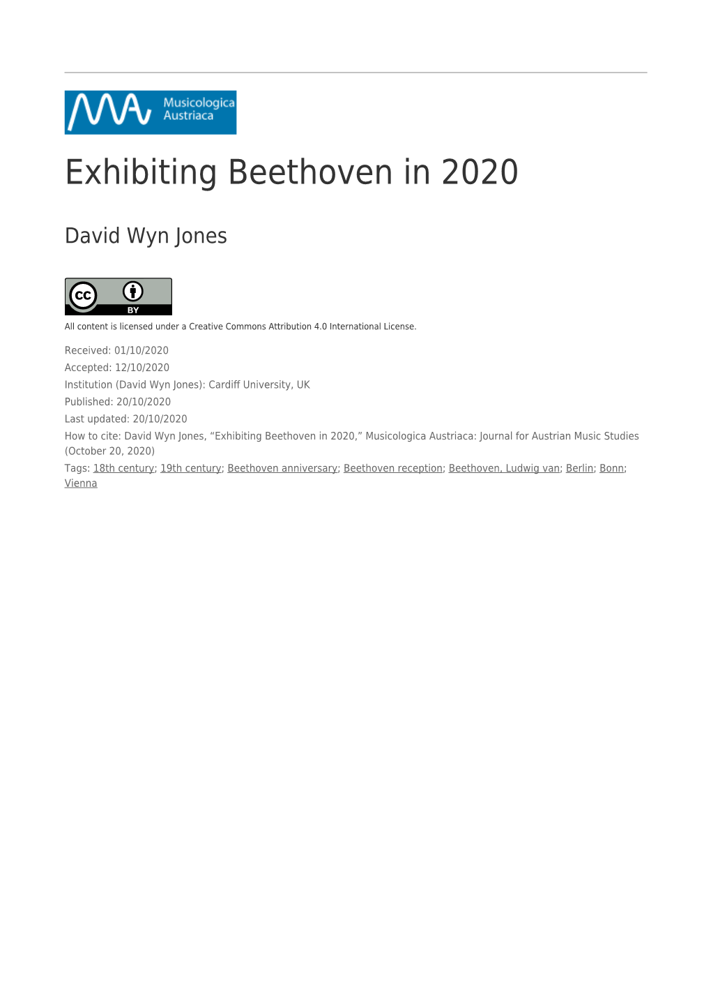 Beethoven in 2020