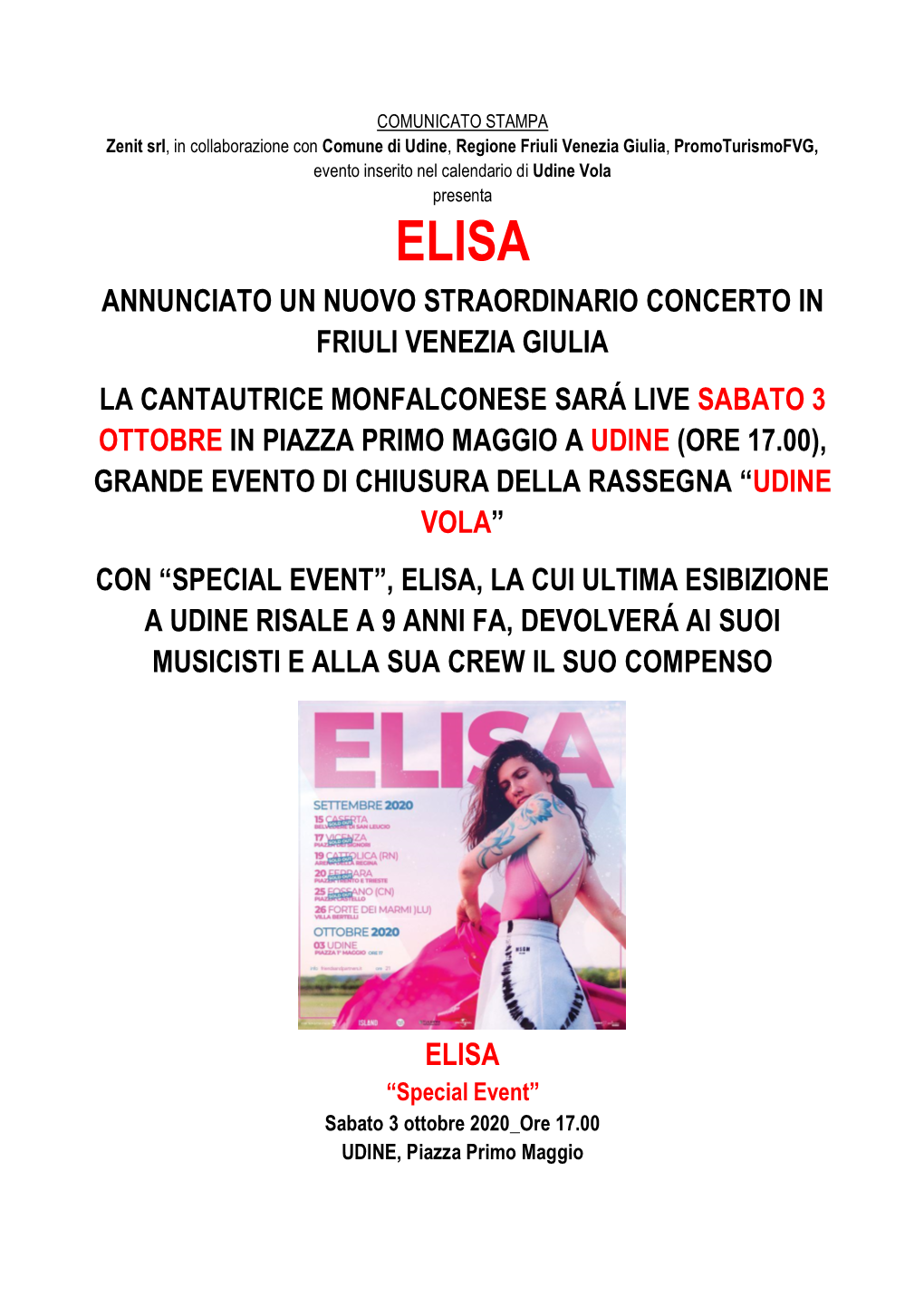 Annunciato Un Nuovo Straordinario Concerto in Friuli Venezia Giulia La Cantautrice Monfalconese Sará Live Sabato 3 Ottobre In