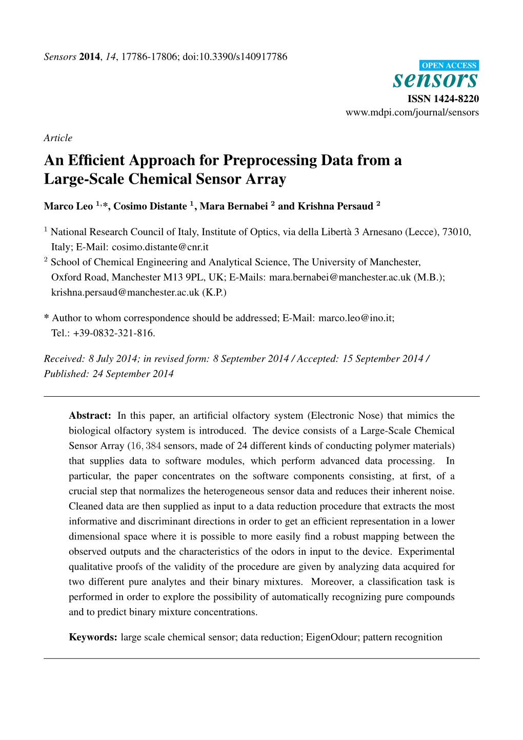 An Efficient Approach for Preprocessing Data from a Large-Scale Chemical Sensor Array