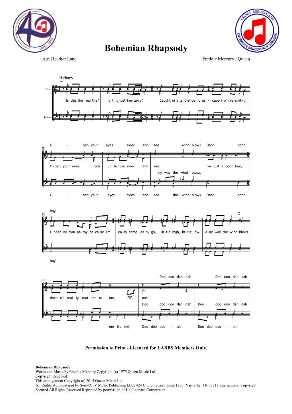 Bohemian Rhapsody Arr