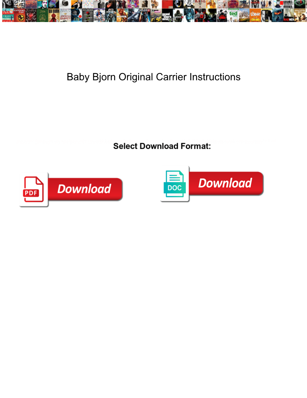Baby Bjorn Original Carrier Instructions