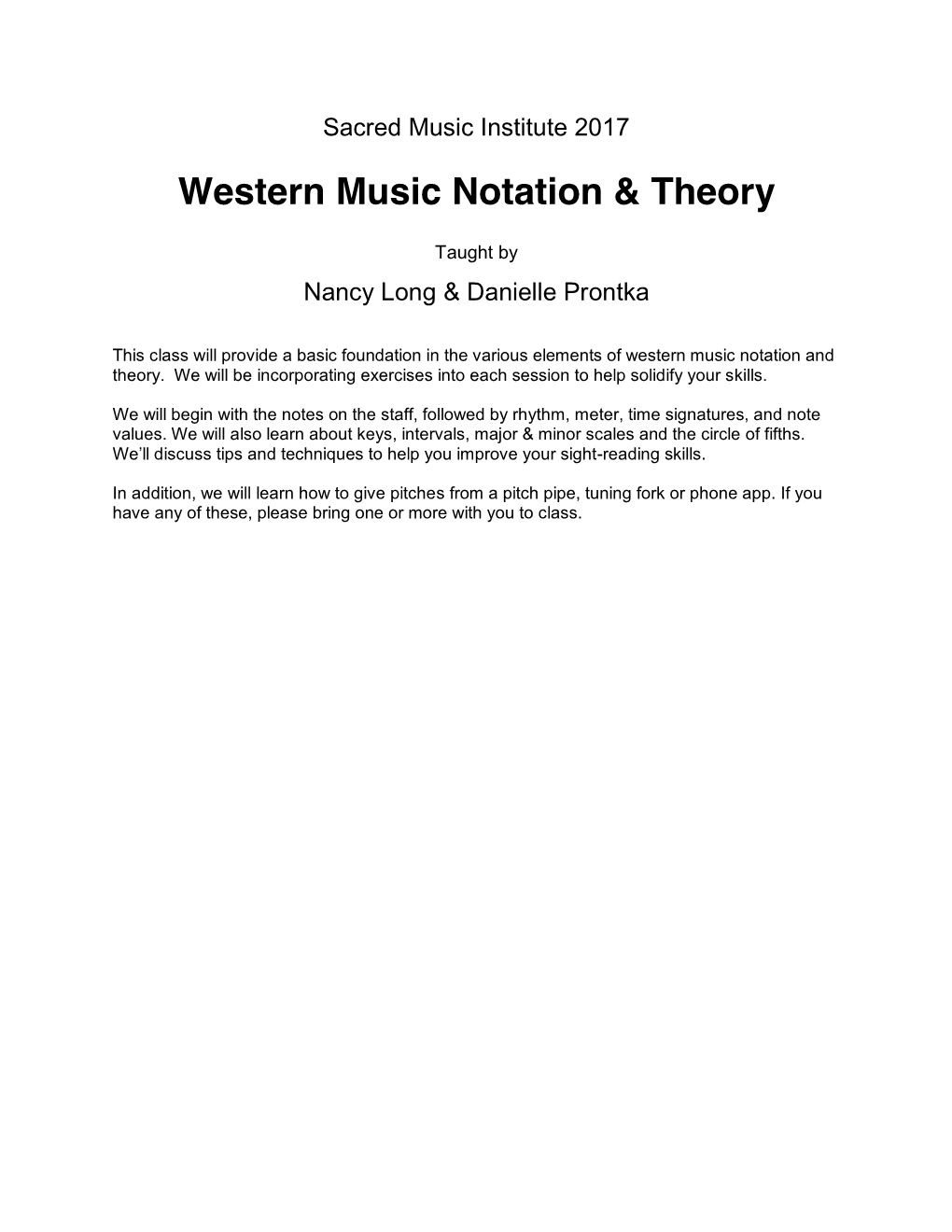 Western Music Notation & Theory