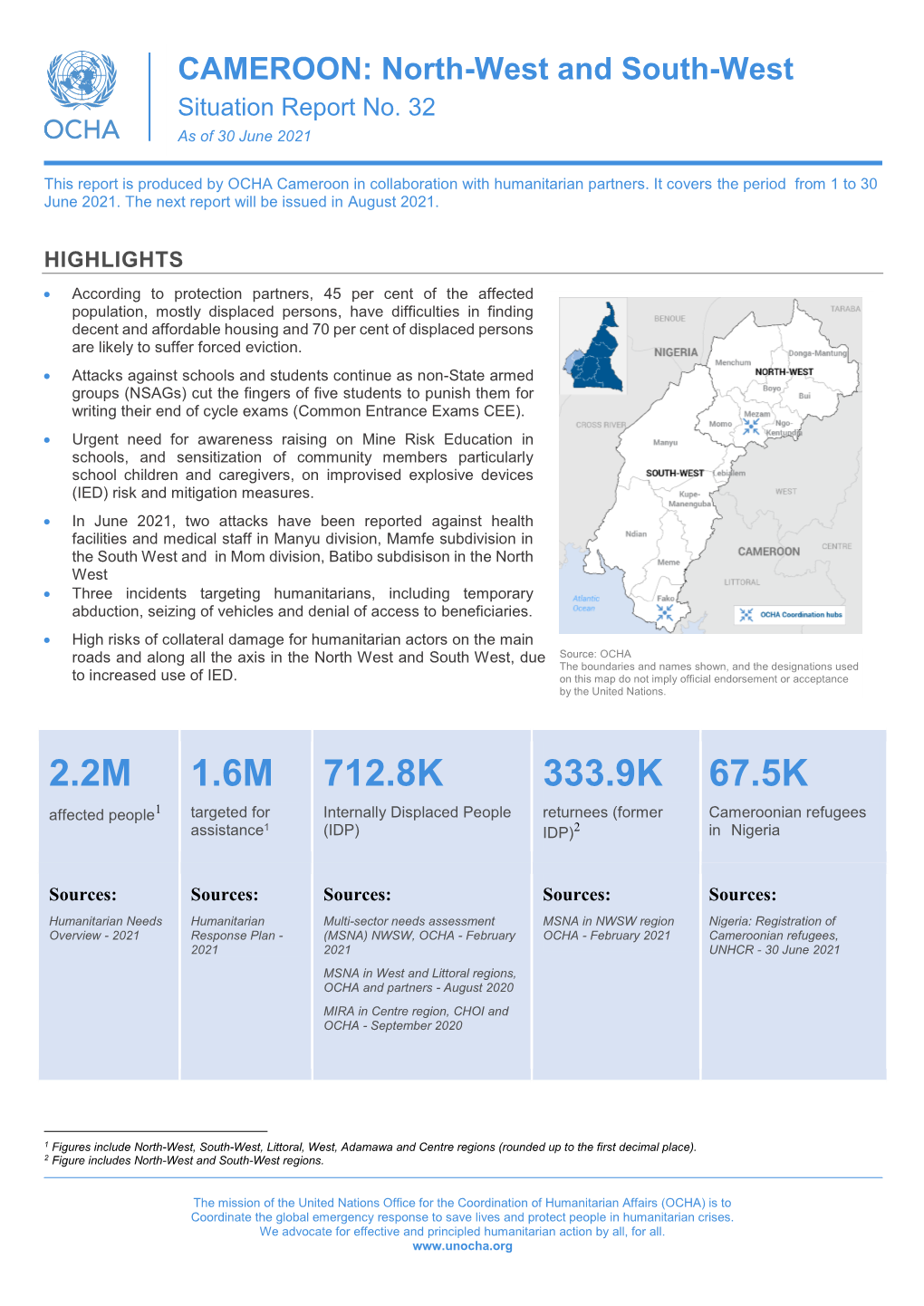 CAMEROON: North-West and South-West Situation Report No