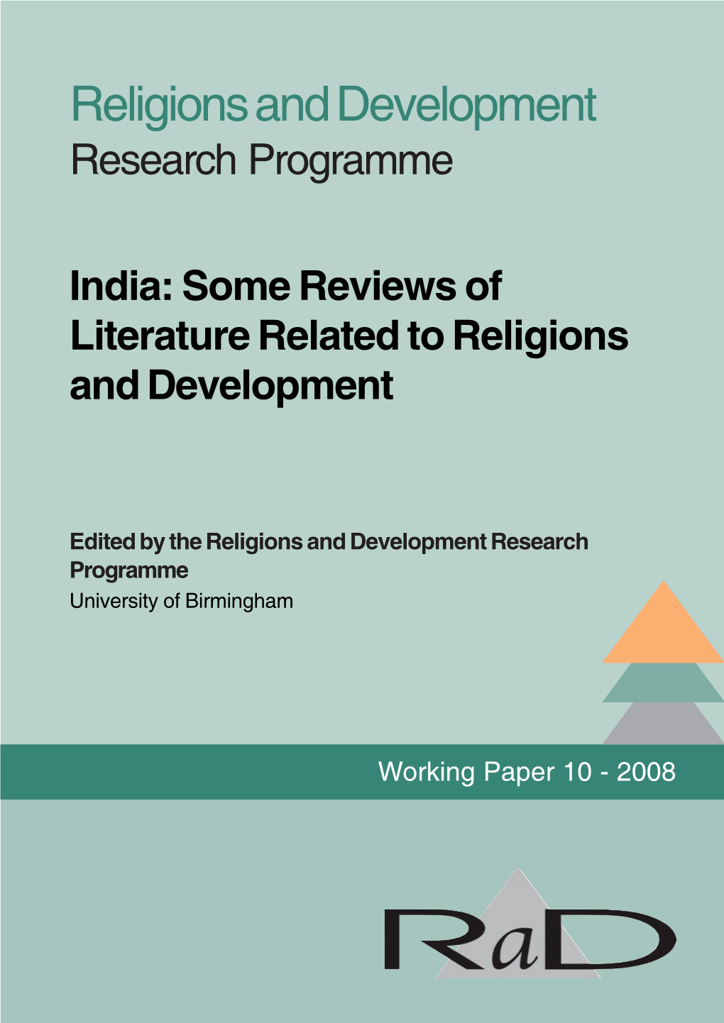 India: Some Reviews of Literature Related to Religions and Development