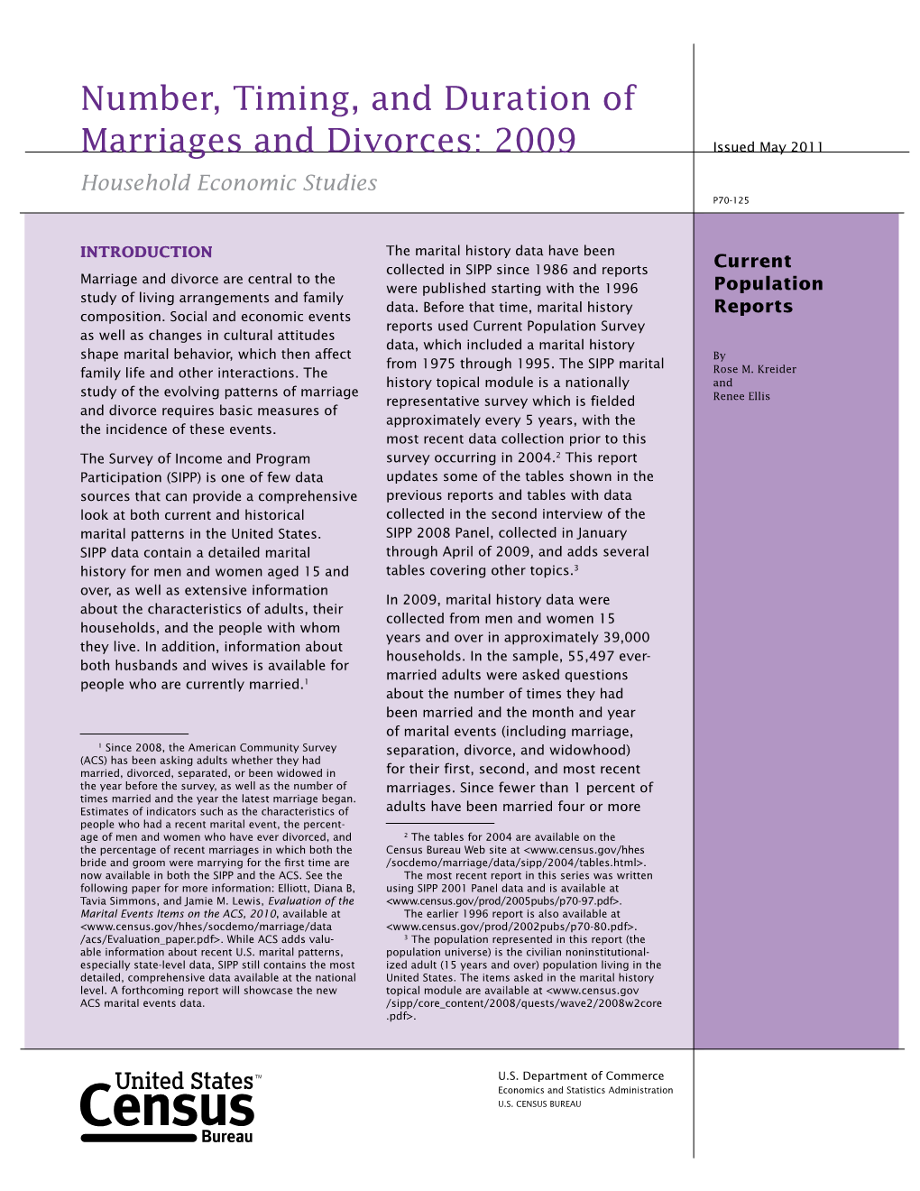 Number, Timing, and Duration of Marriages And