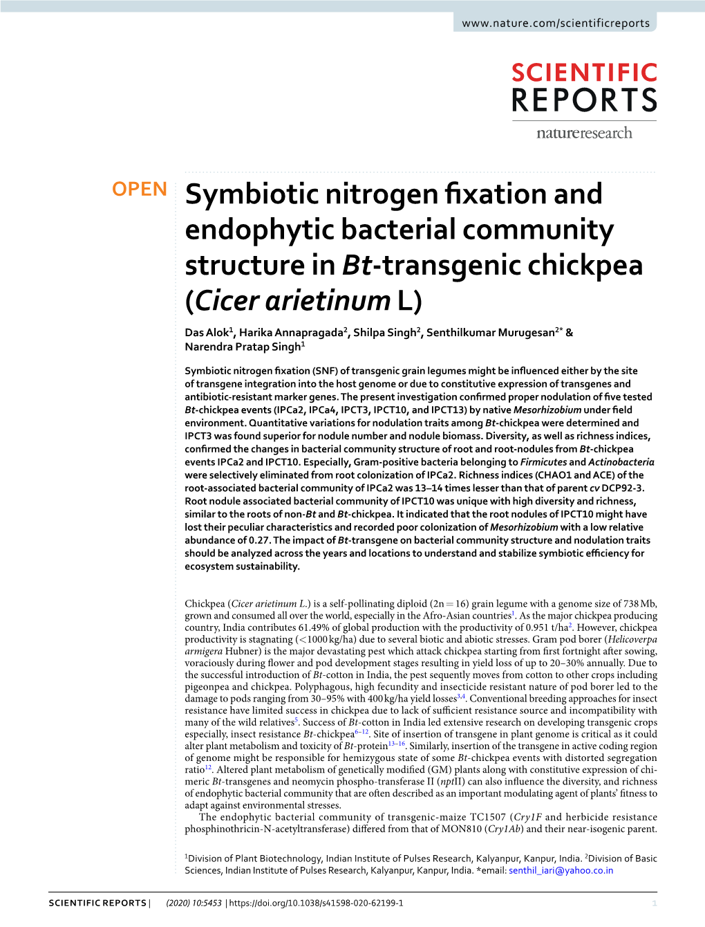 Symbiotic Nitrogen Fixation and Endophytic Bacterial
