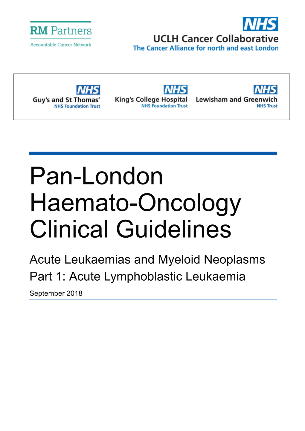 Acute Lymphoblastic Leukaemia September 2018