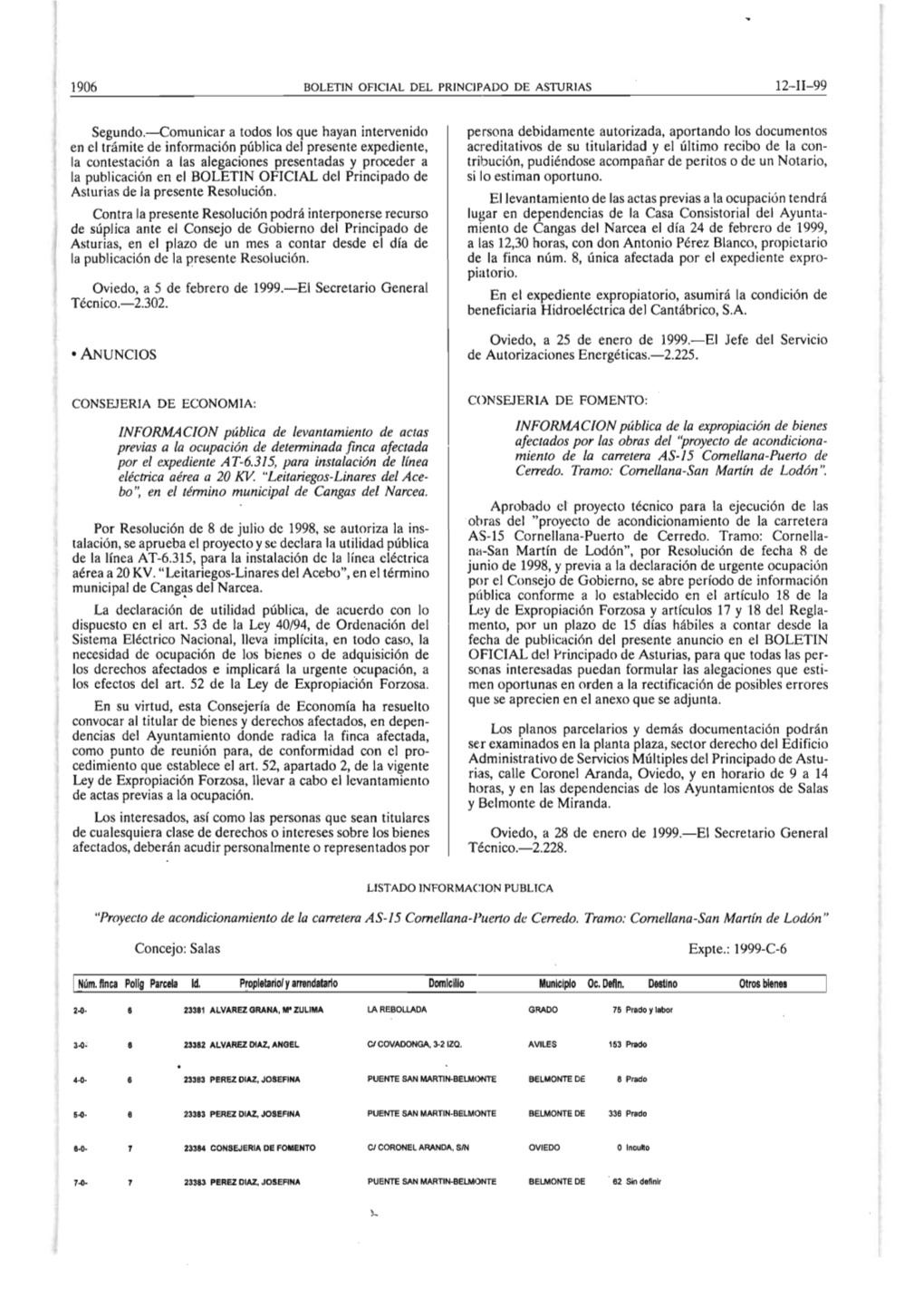 1906 12-II-99 Segundo.-Comunicar a Todos Los Que