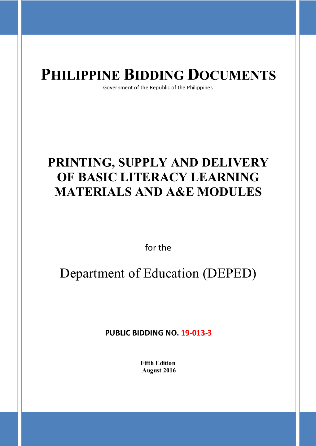 PHILIPPINE BIDDING DOCUMENTS Government of the Republic of the Philippines
