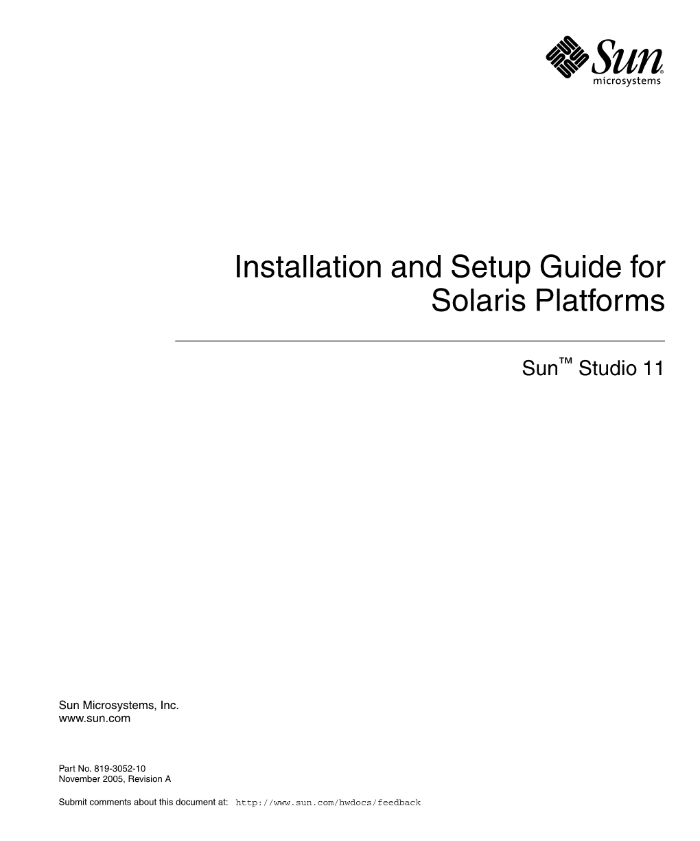 Installation and Setup Guide for Solaris Platforms