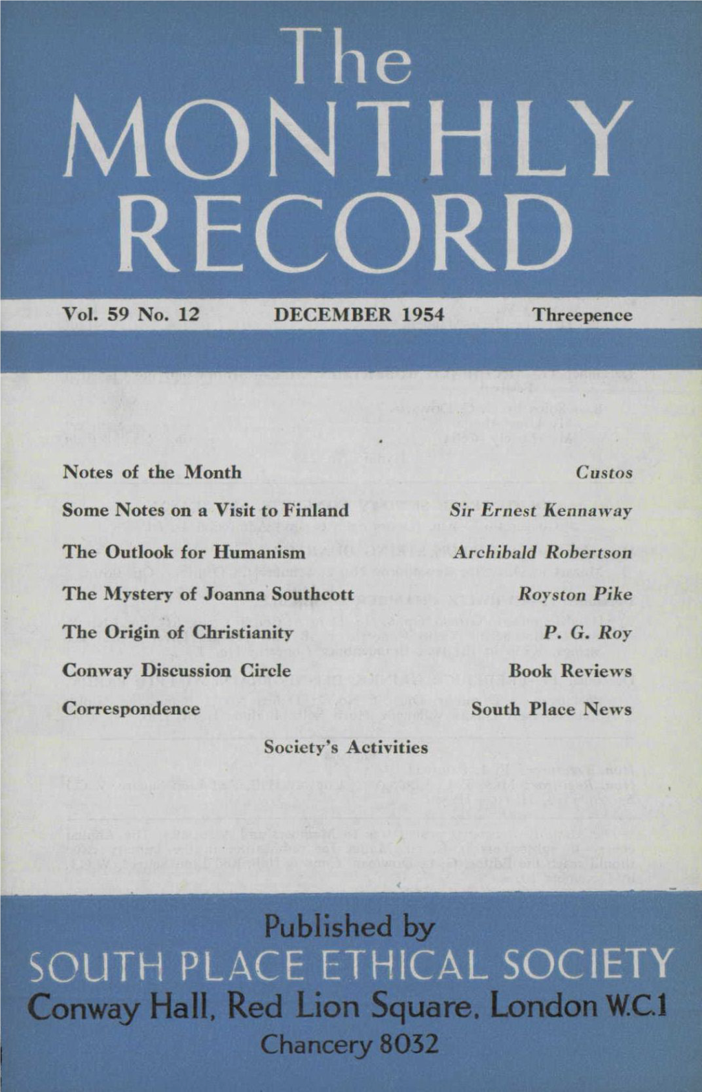 Vol. 59 No. 12 DECEMBER 1954 Threepence Notes