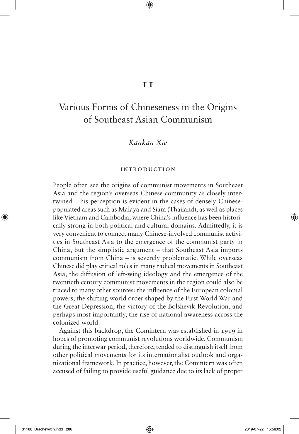 Various Forms of Chineseness in the Origins of Southeast Asian Communism