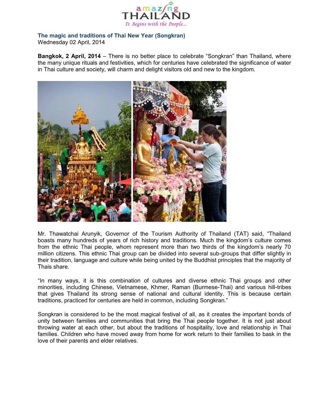 Songkran) Wednesday 02 April, 2014
