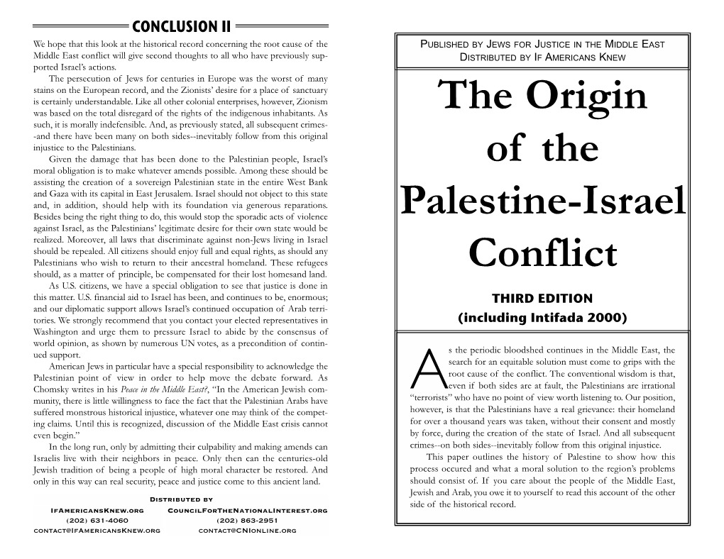 The Origin of the Palestine-Israel Conflict